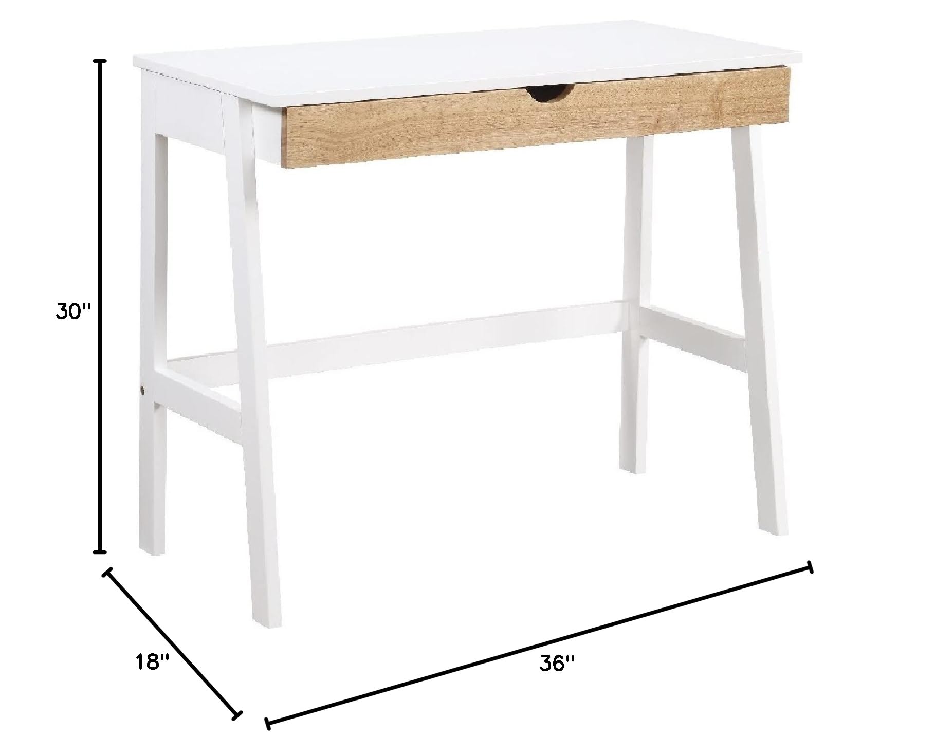 Modern White Vanity Desk with Spacious Tabletop & Large Drawer - Stylish Home Office Writing Table for Women, Workstation, Makeup Dressing & Study Desk - Perfect for Small Spaces & Bedroom Decor