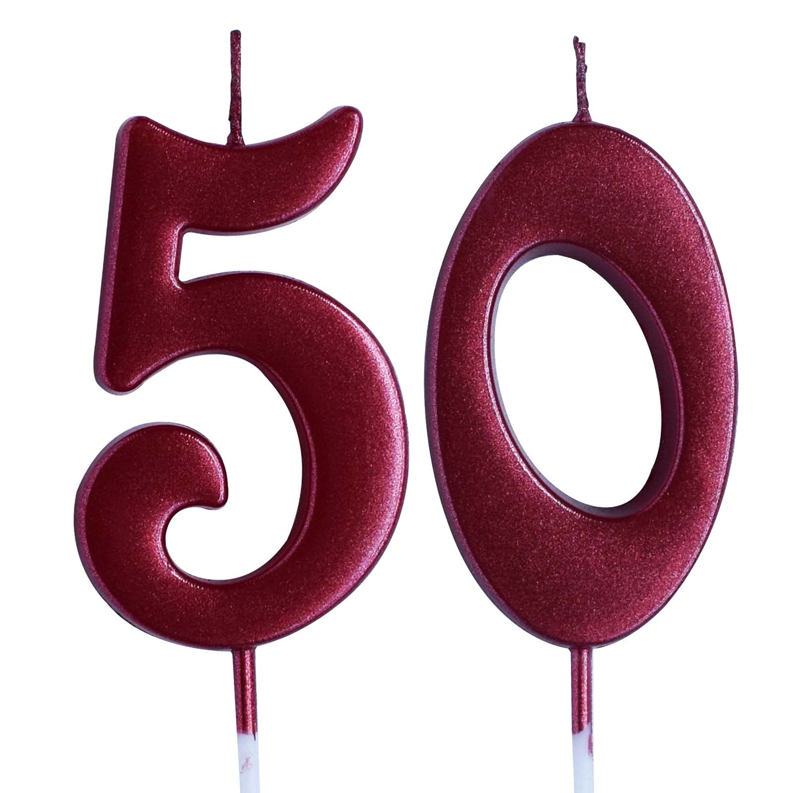 50th Birthday Candle - Red Number 50 Cake Topper for Women & Men | Anniversary Party Decorations & Supplies | Perfect for Milestone Celebrations, Retirement Parties & Surprise Gatherings