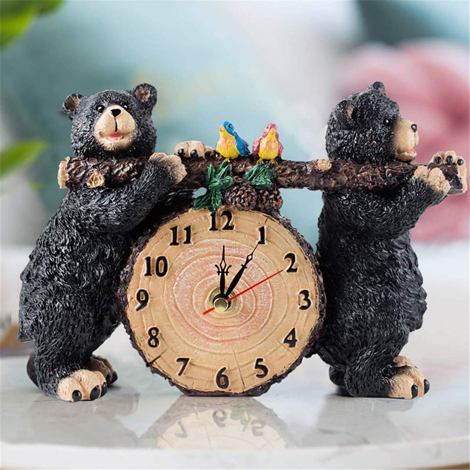 Gaone 8-Inch Silent Bear Animal Clock - Non-Ticking Desktop & Mantle Clock for Home, Bedroom, Office Decor | Perfect Gift for Kids, Creative Salon & Workspace Decoration