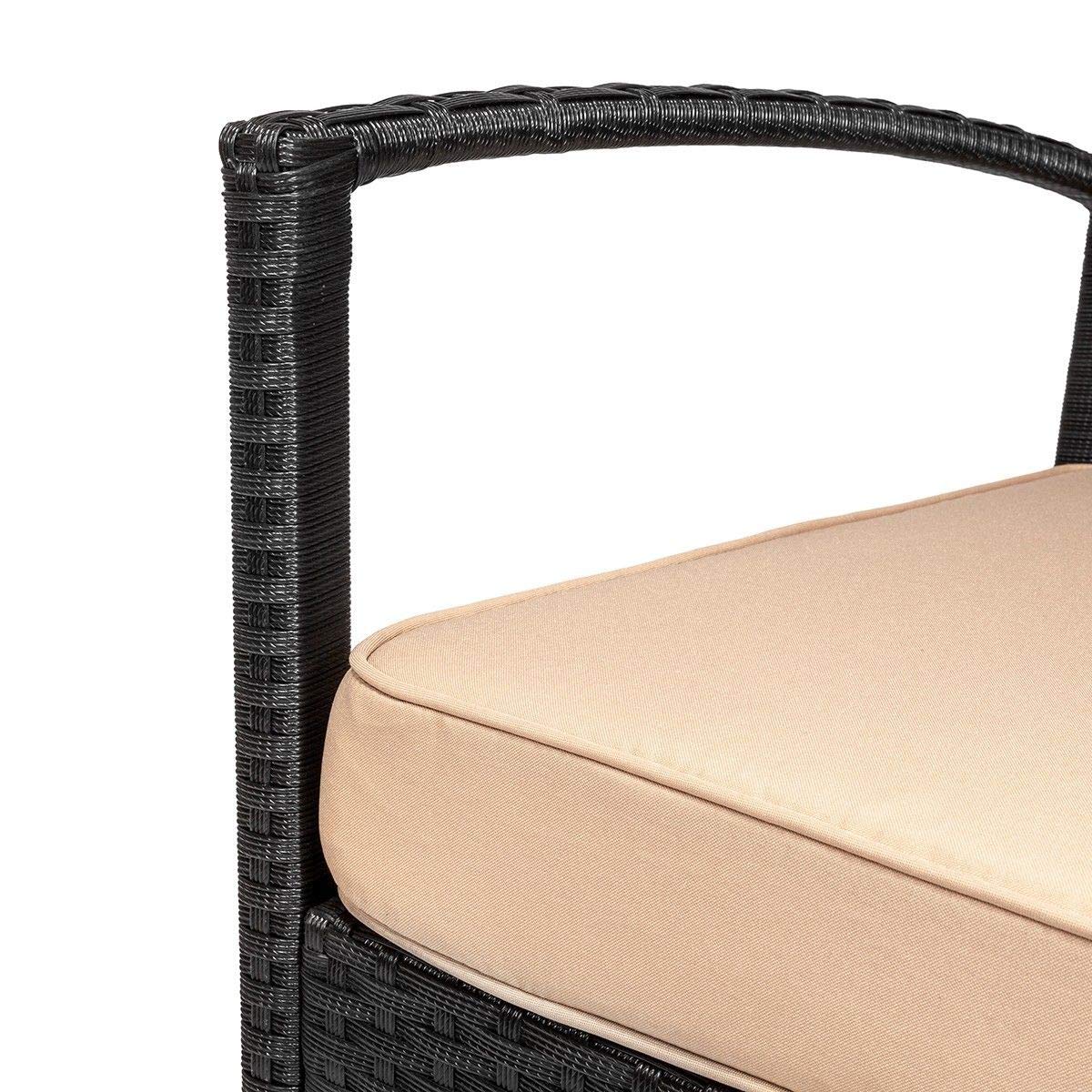 3-Piece Black Wicker Rattan Bistro Set with Glass Table - Modern Outdoor Patio Furniture for Conversation & Dining - Perfect for Garden, Balcony, and Poolside Seating
