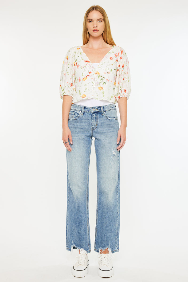 Thalia Mid Rise True Straight Leg Jeans for Women - Comfortable Stretch Denim Pants for Casual Wear & Everyday Outfits
