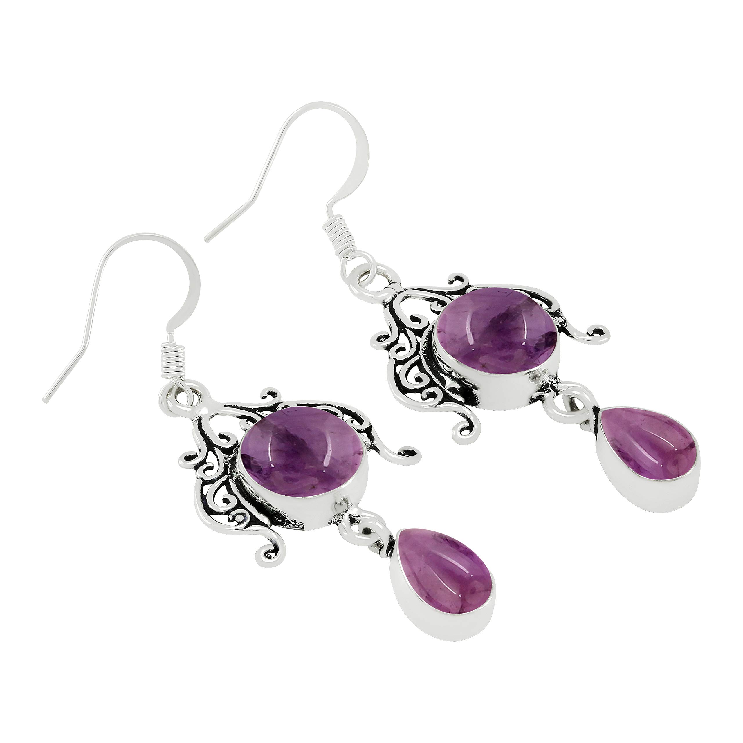 Natural Moonstone Lapis Malachite Earrings - 925 Silver Overlay Handmade Dangle Earrings for Women | Boho Chic Jewelry for Parties, Weddings & Everyday Wear