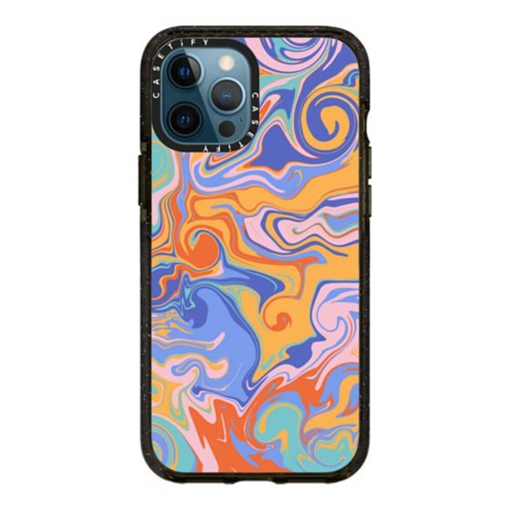 CASETiFY Impact Case for iPhone 12 Pro Max - Trippy Design by Oh So Graceful - Clear Black Protective Phone Cover - Perfect for Everyday Use, Travel & Outdoor Activities
