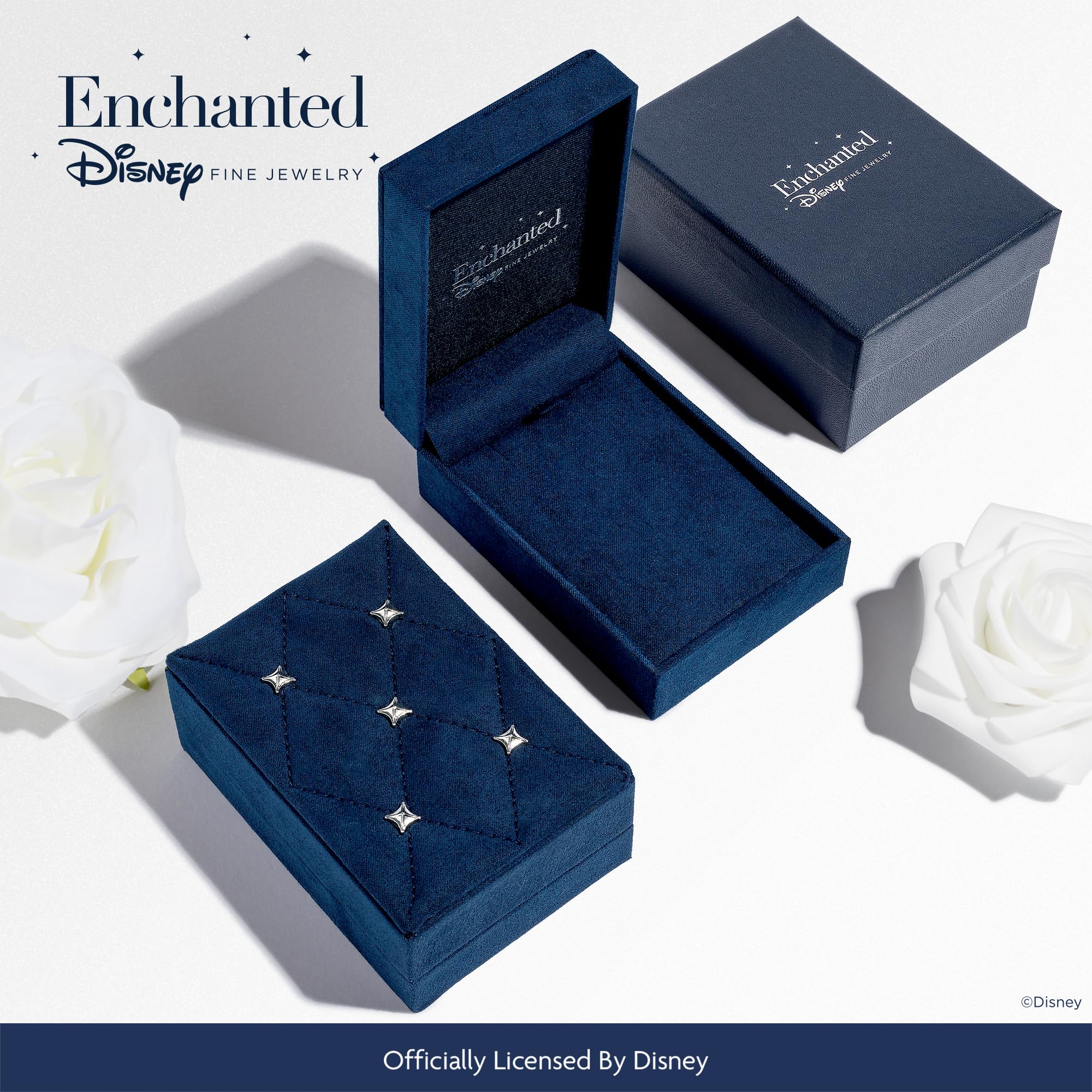 Jewelili Enchanted Disney Belle Rose Ring - 10K White Gold & Rose Gold with 1/5 Cttw Diamonds | Fine Jewelry for Women | Perfect Gift for Disney Fans, Brides & Special Occasions