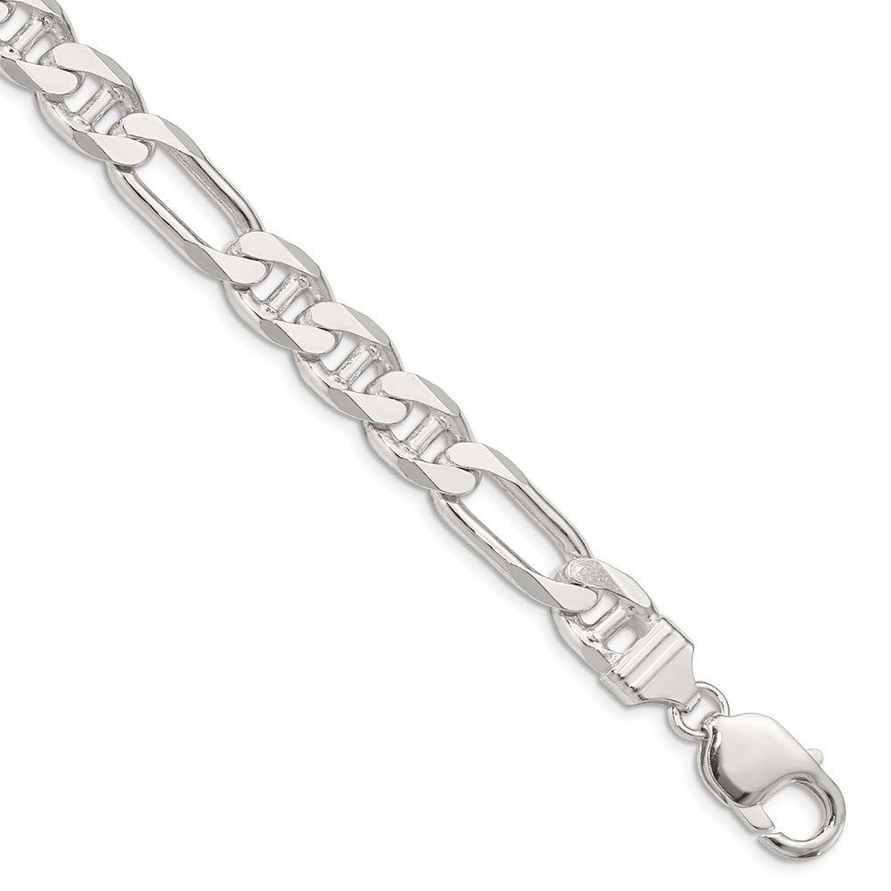 Roy Rose Jewelry Sterling Silver 8.75mm Figaro Anchor Chain Necklace - 9 Inch Length for Men & Women - Perfect for Layering, Everyday Wear, and Gift Giving