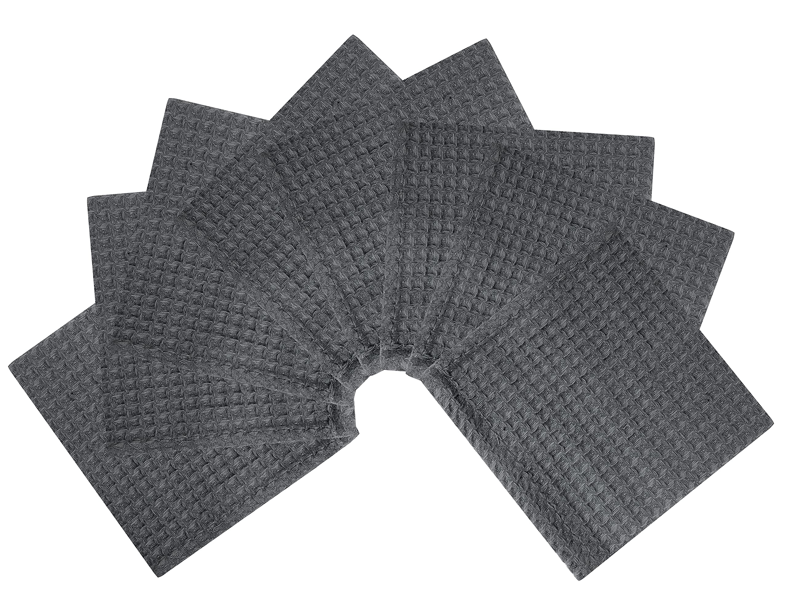 Premium Waffle Weave Dish Cloths (12”x12”, 8 Pack) – 270 GSM Ultra Absorbent Cotton Kitchen Towels Set – Soft & Durable for Washing Dishes, Cleaning Countertops & Drying Hands (Grey)