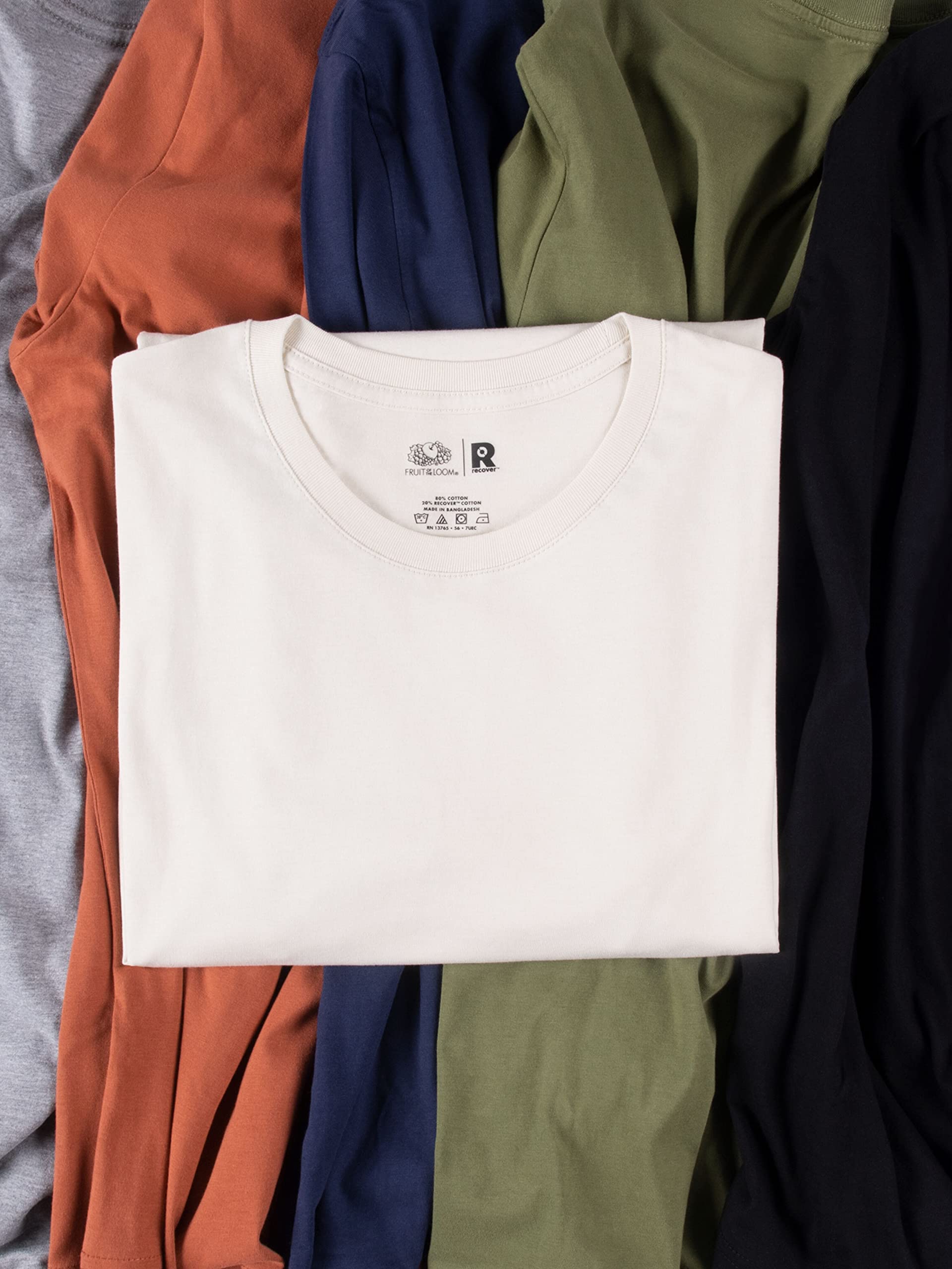 Fruit of the Loom Recover Cotton T-Shirt - Eco-Friendly Sustainable Recycled Fiber Tee for Men & Women | Perfect for Casual Wear, Gym, and Everyday Comfort