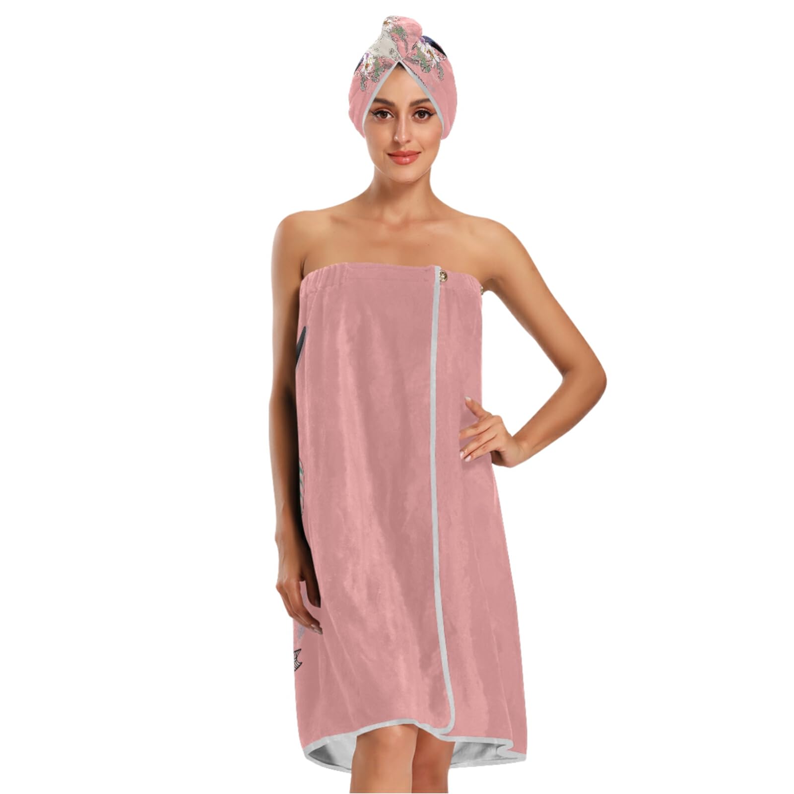 Poeticcity Tribal Ethnic Cow Skull Arrow Dreamcatcher Feathers Flowers on Red Women's Bath Body Wrap - Ultra Absorbent Spa Towel Robe Set (3-Piece: Shower Wrap, Headband & Hair Towel) for Relaxing Bath, Spa Day & Home Self-Care