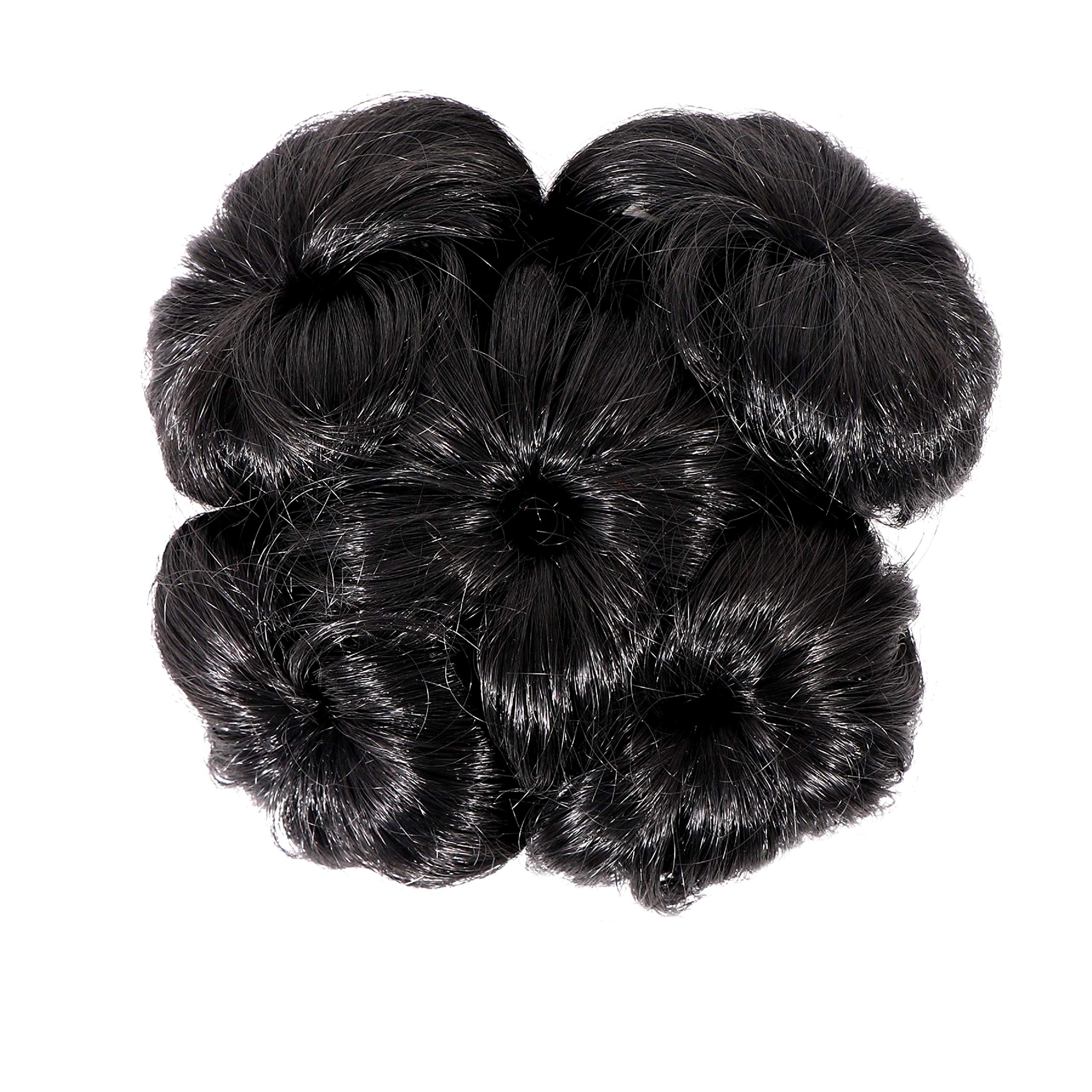 Shivarth Women's Synthetic Hair Bun Extension - Natural Black Color - 1 Pack - Perfect for Updos, Ponytails & Special Occasions