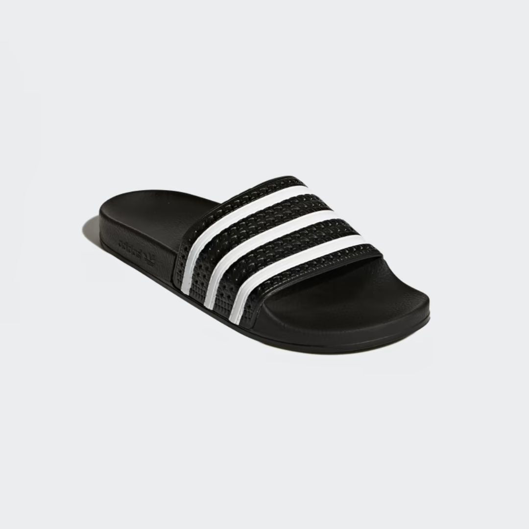 Adilette Slides for Men & Women - Comfortable Core Black & White Pool Sandals - Perfect for Beach, Pool, and Gym Showers