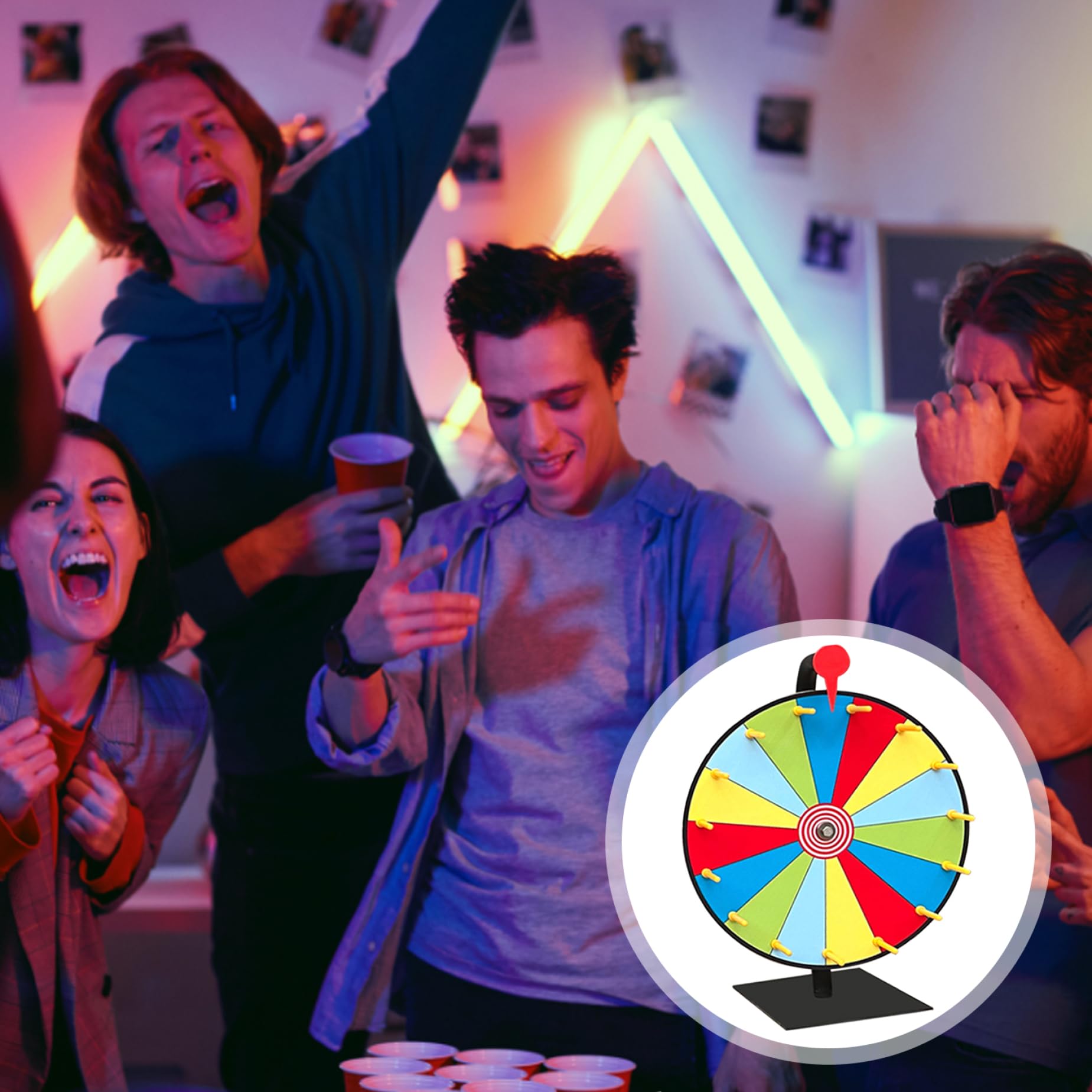 11.81 Inch Spinning Wheel Game - 10 Slot Roulette Wheel with Dry Erase Surface, 5 Reusable Colors, Suction Cup Base - Perfect for Carnival Prizes, Fortune Wheel Games & Classroom Activities