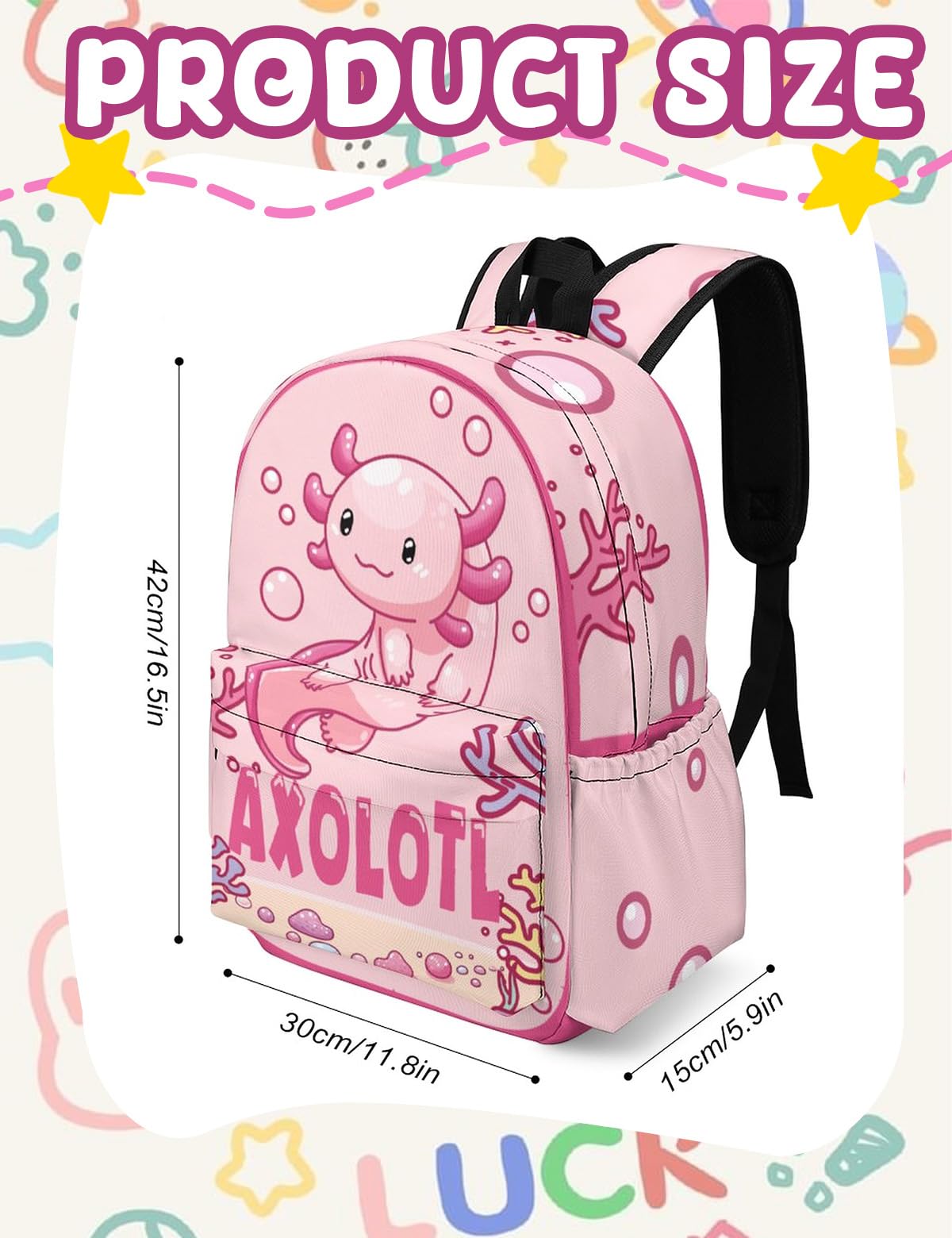 Axolotl Toddler Backpack 16.5