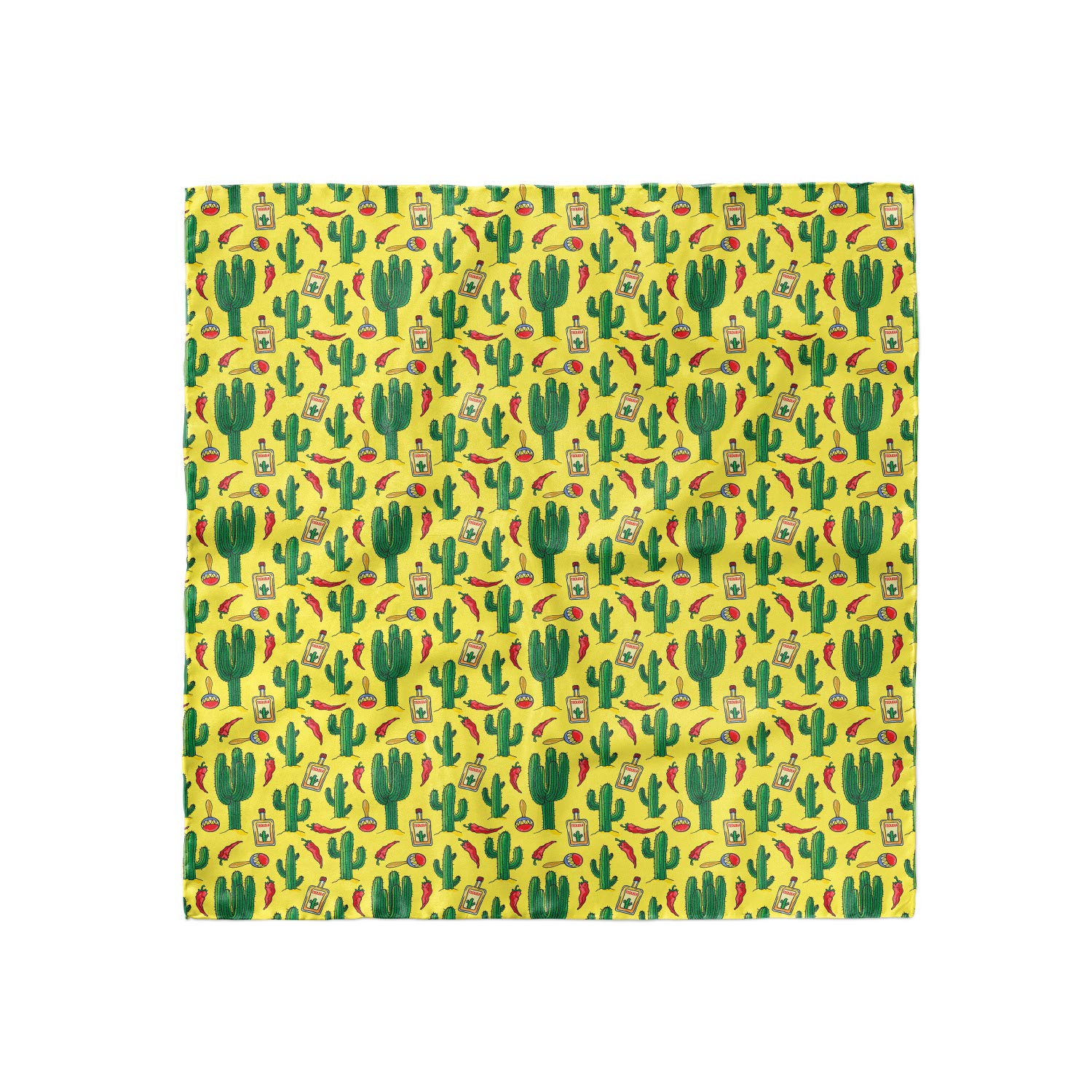 Lunarable Mexican Hairscarf - Cactus Tequila & Maracas Print Head Wrap for Women | Boho Chic Fashion Accessory for Beach, Festival, and Everyday Style