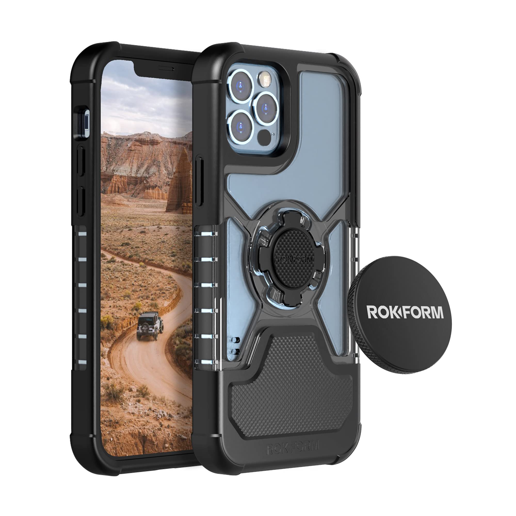 Rokform Crystal Clear Case for iPhone 12 Pro with Low Pro Magnetic Phone Mount - Ultra Slim Protective Cover & Secure Car Mount for Driving, Cycling & Outdoor Activities