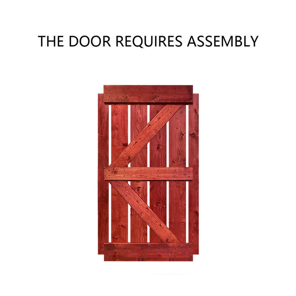TMS Paneled Wood Colonial Maple Stained K Series DIY Barn Door With Sliding Hardware Kit (84