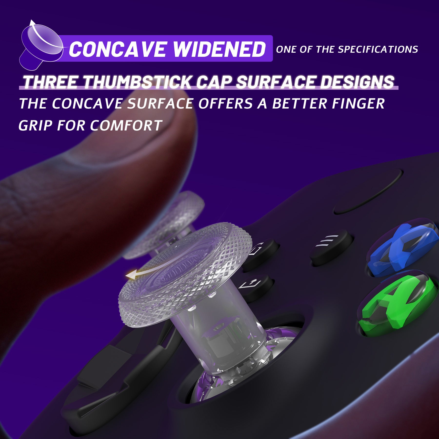 eXtremeRate ThumbsGear V3 Interchangeable Thumbsticks for Xbox Core Controller - 4 Height Adjustable Convex & Concave Grip Joysticks Compatible with Xbox One S/X/Elite & Nintendo Switch Pro Controller (Clear, VRVX3M003) - Perfect for Gaming, FPS, Racing & VR Gaming