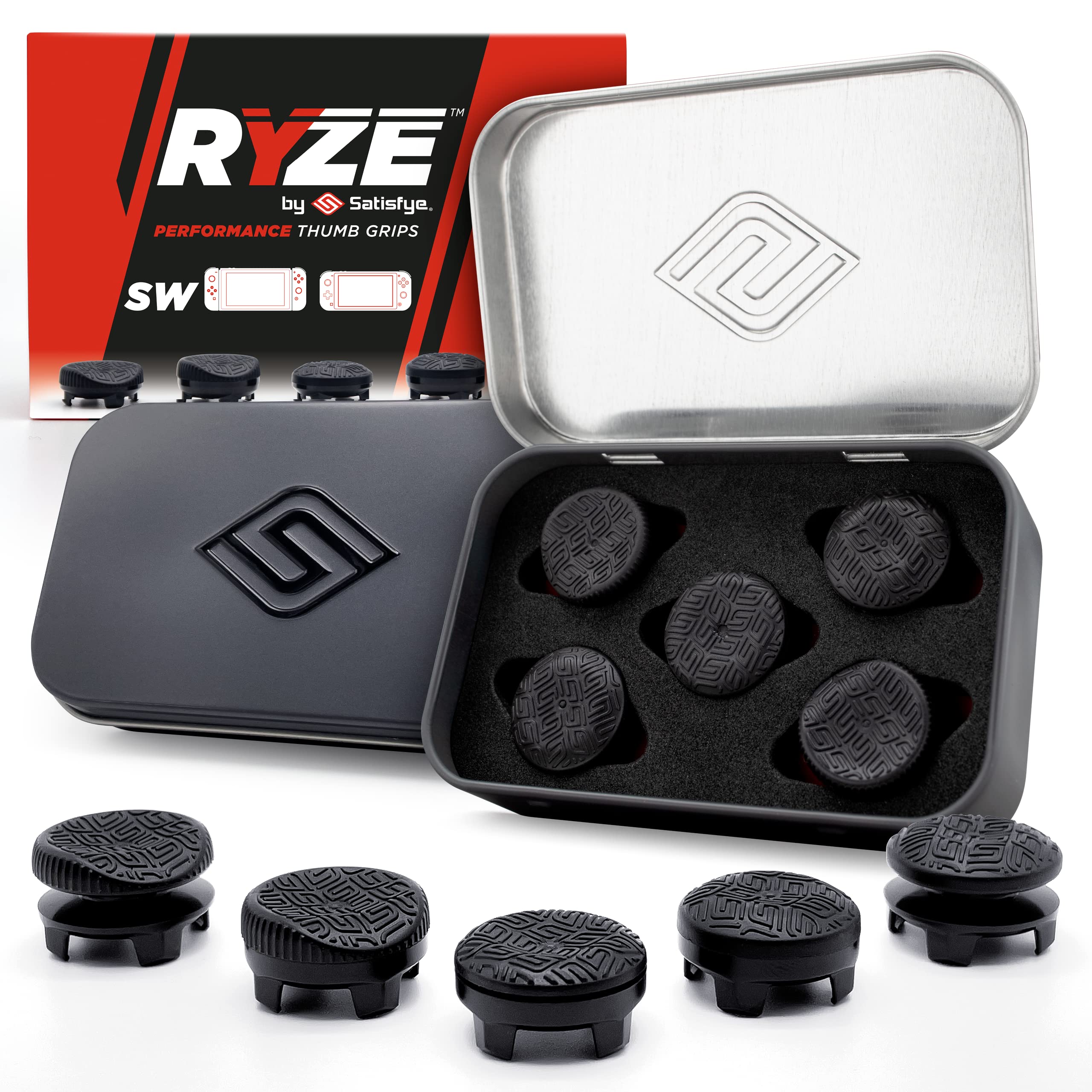 Ryze Pads for Nintendo Switch (5 Thumbsticks) - Comfortable & Precise Thumb Grips for Nintendo Switch, Switch OLED & Switch Lite - Enhance Your Gaming Experience for FPS, RPG & Action Games