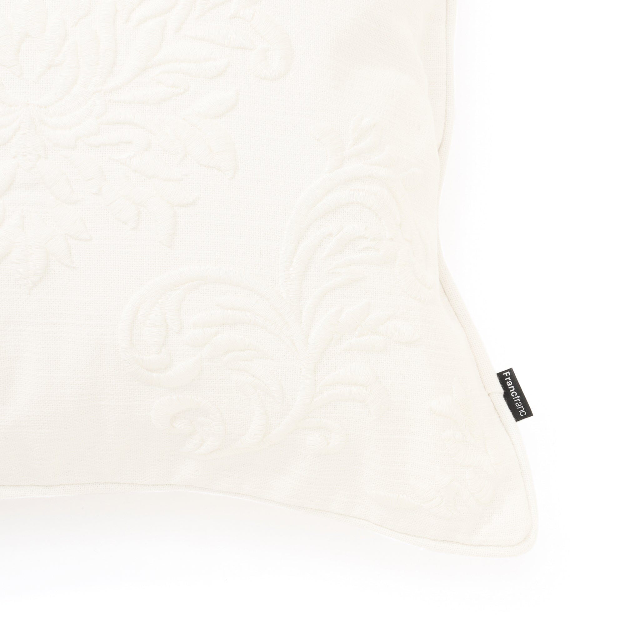 EMB Ornament D Cushion Cover 45x45cm White - Perfect for Sofa, Bed & Home Decor