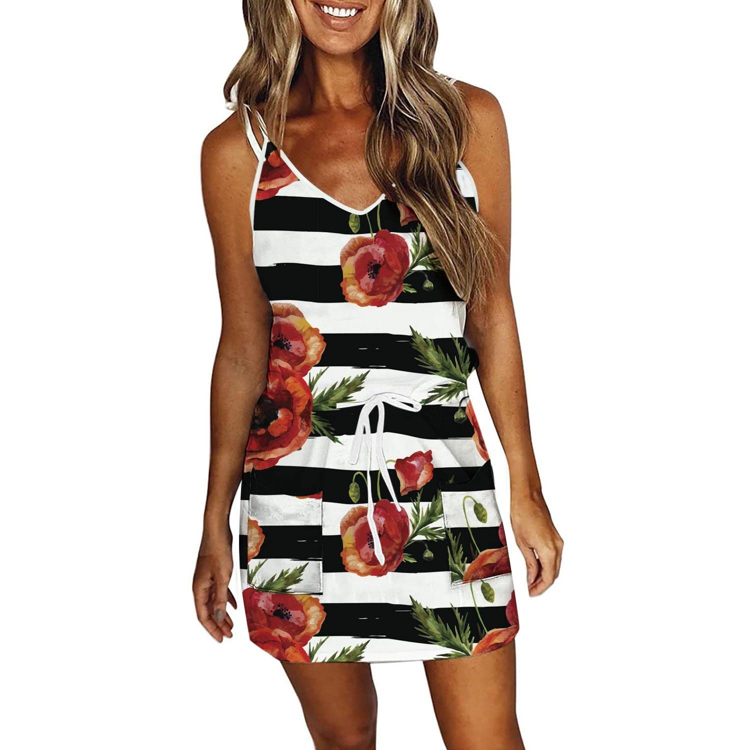 2024 Women's Spring & Summer Casual Short Sleeve Mini Dress - Flowy Sun Dress for Beach, Wedding, Party & Vacation | Lightweight Comfortable Everyday Wear