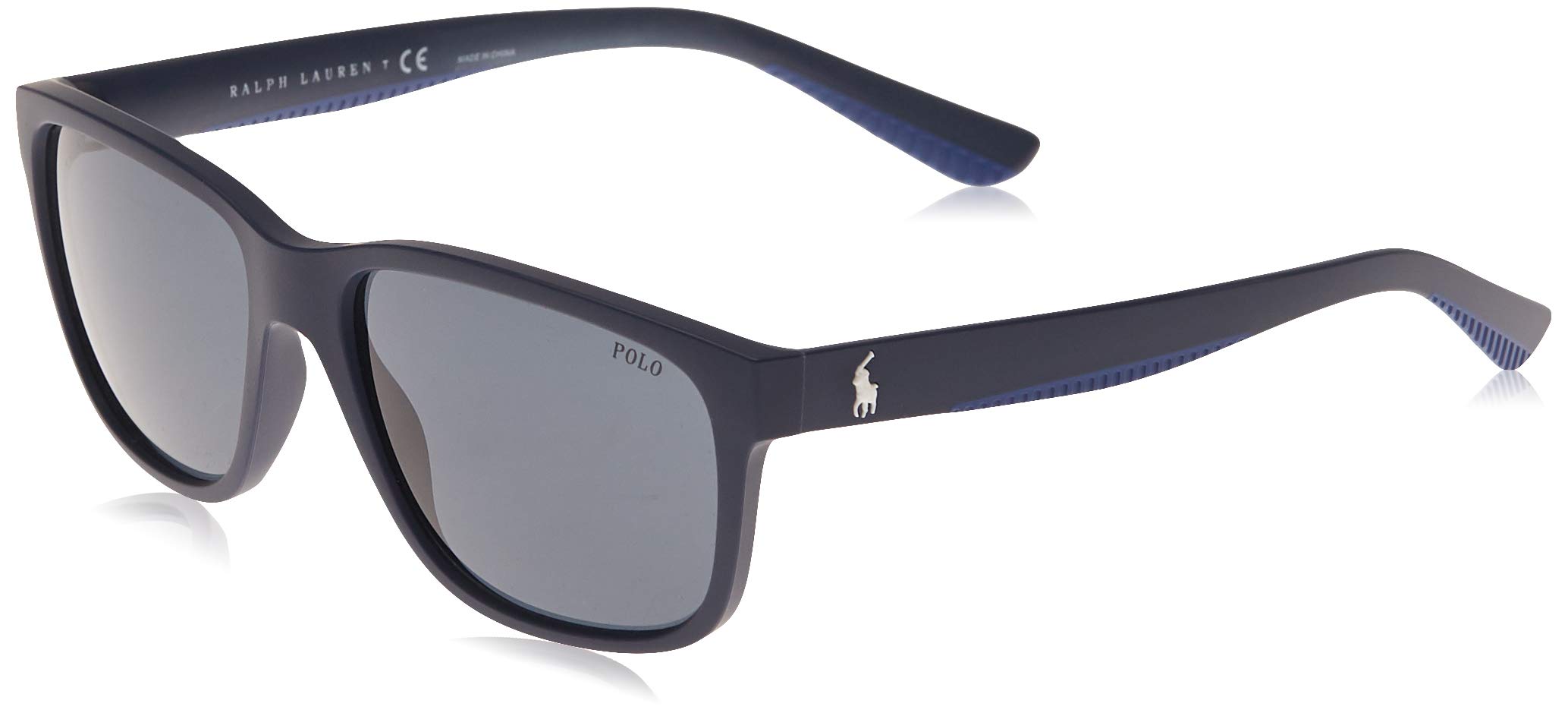 Polo Ralph Lauren Men's PH4142 Rectangular Sunglasses - Matte Navy Blue/Grey/Blue Lens, 57mm UV Protection - Stylish & Comfortable for Driving, Outdoor Activities & Fashion Accessories
