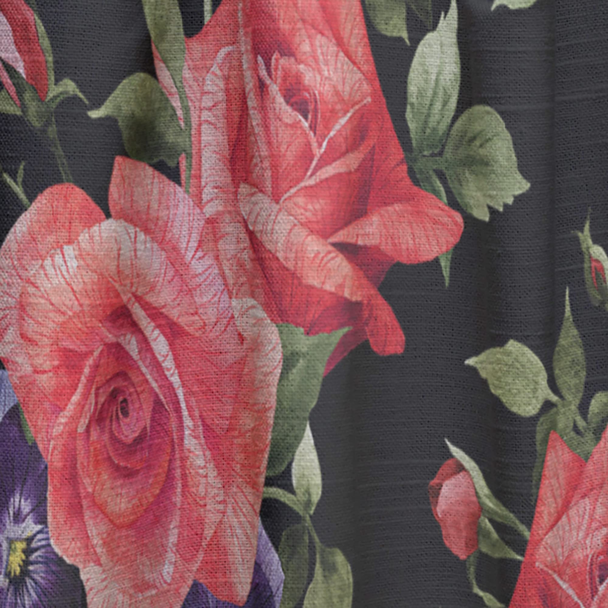 DesignQ Floral Curtains - Pansy & Rose Pattern Thermal Insulated Window Drapes for Bedroom & Living Room - Single Panel 52x120 Inches - Perfect for Home Decor & Light Blocking