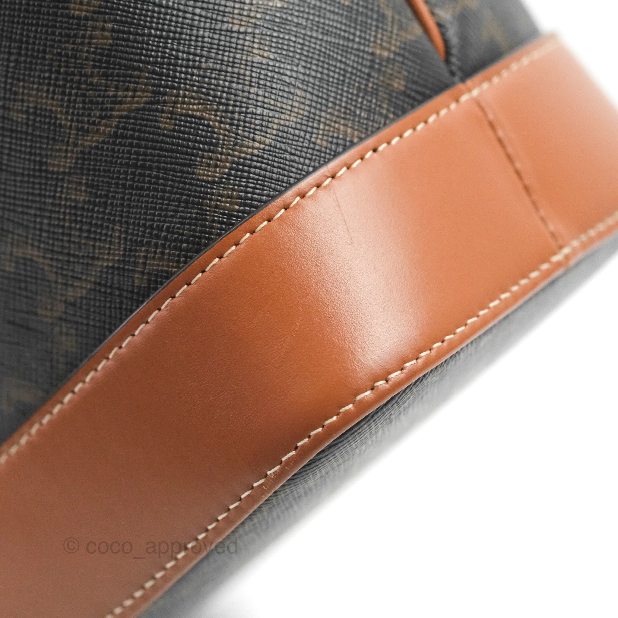 Celine Small Bucket Bag in Triomphe Canvas & Tan Calfskin Leather - Perfect for Everyday Use, Work & Travel Accessories