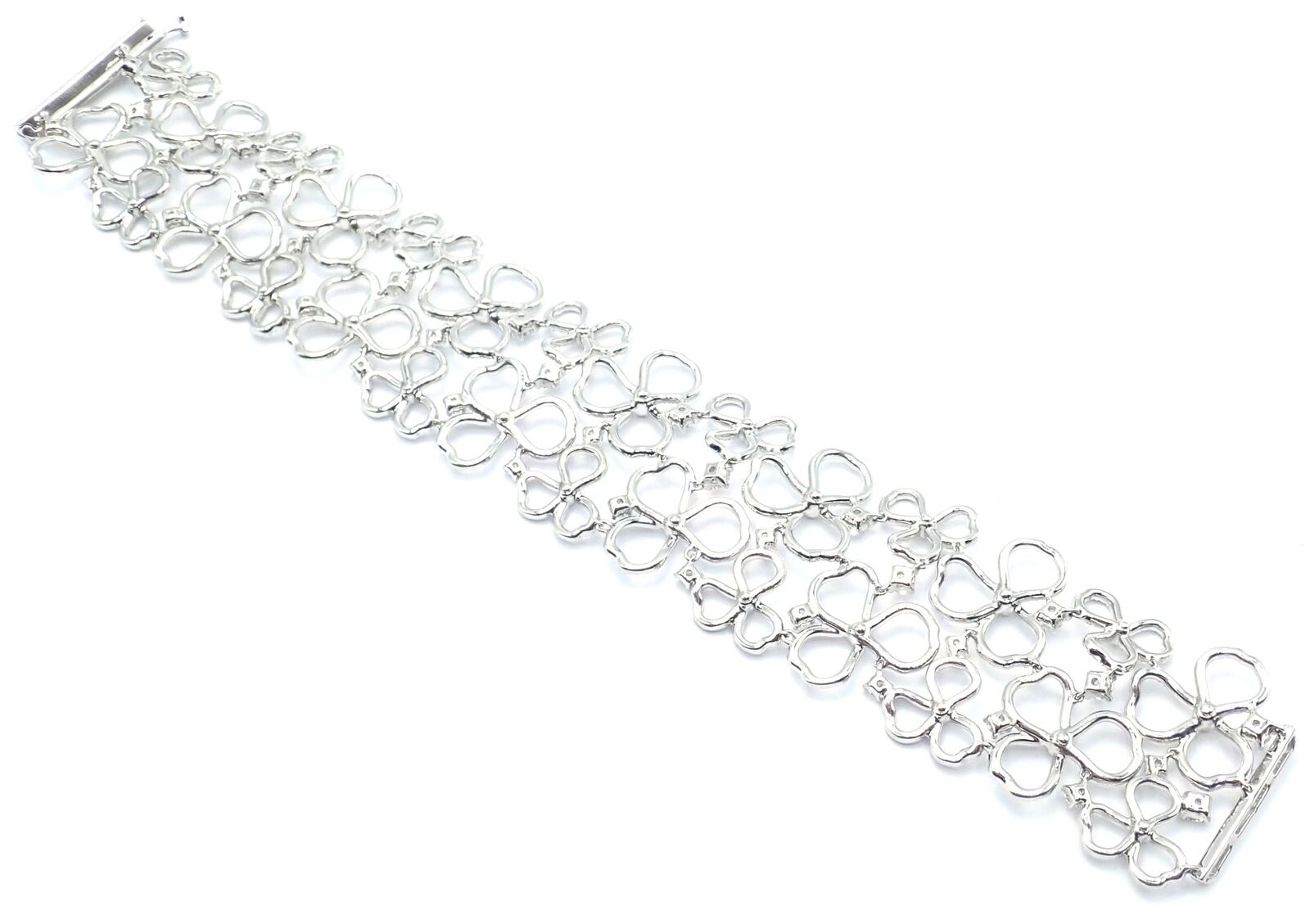 Authentic Tiffany & Co Paper Flowers Platinum Diamond Wide Bracelet - Elegant Jewelry for Weddings, Anniversaries & Special Occasions