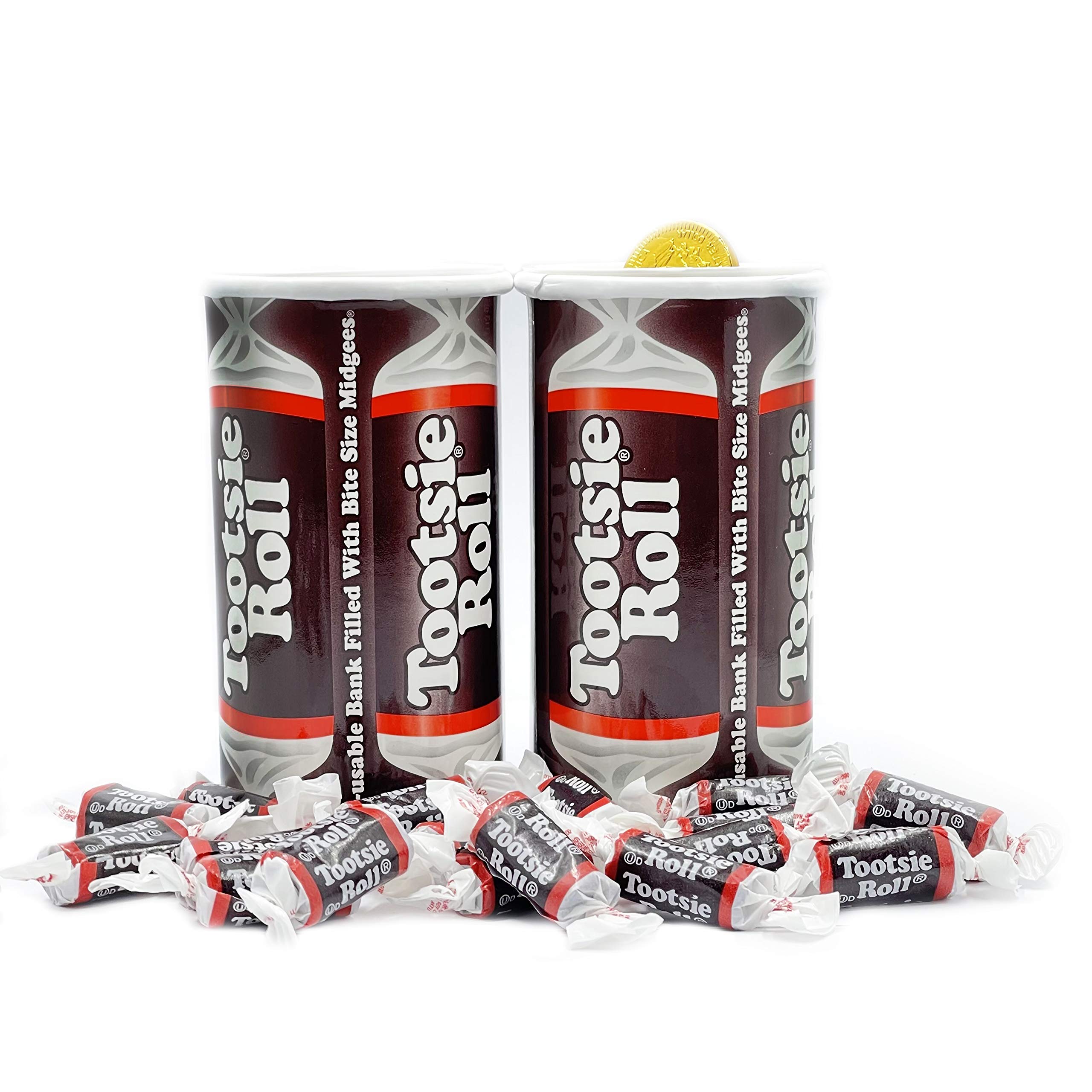 Fruidles Tootsie Bank with Tootsie Rolls - 4oz Peanut-Free, Gluten-Free, Kosher Certified Candy - Individually Wrapped for Halloween, Party Favors & Gift Baskets