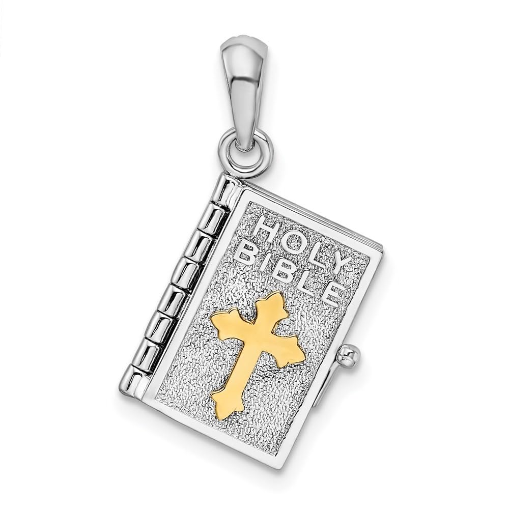925 Sterling Silver 3D Lords Prayer Holy Bible Pendant Necklace - Religious Jewelry Gift for Christians (24.34mm x 14.06mm) - Perfect for Baptism, Confirmation & Daily Faith Inspiration