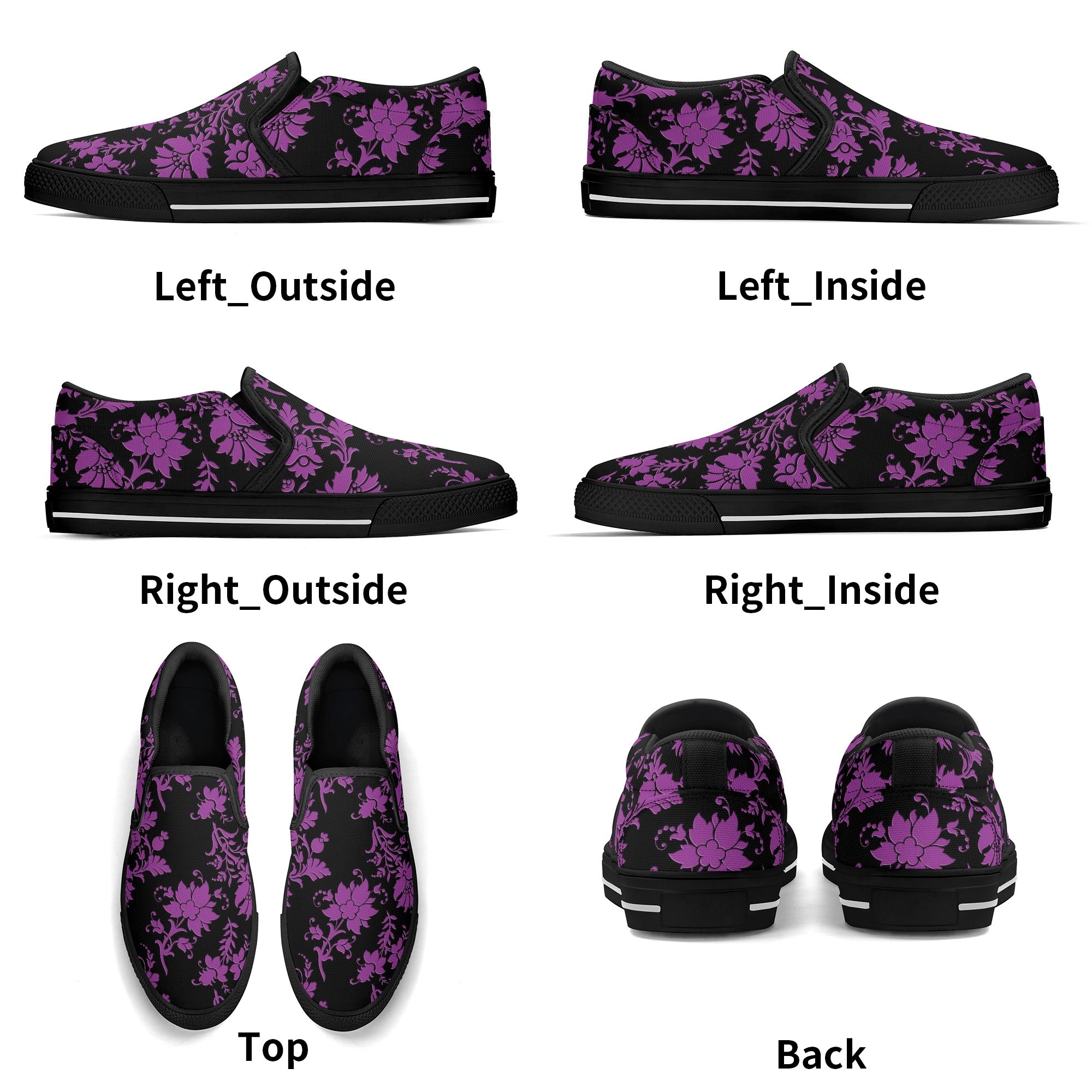 **Women's Purple Floral Slip-On Shoes - Comfortable & Stylish Casual Loafers for Walking, Work & Everyday Wear**