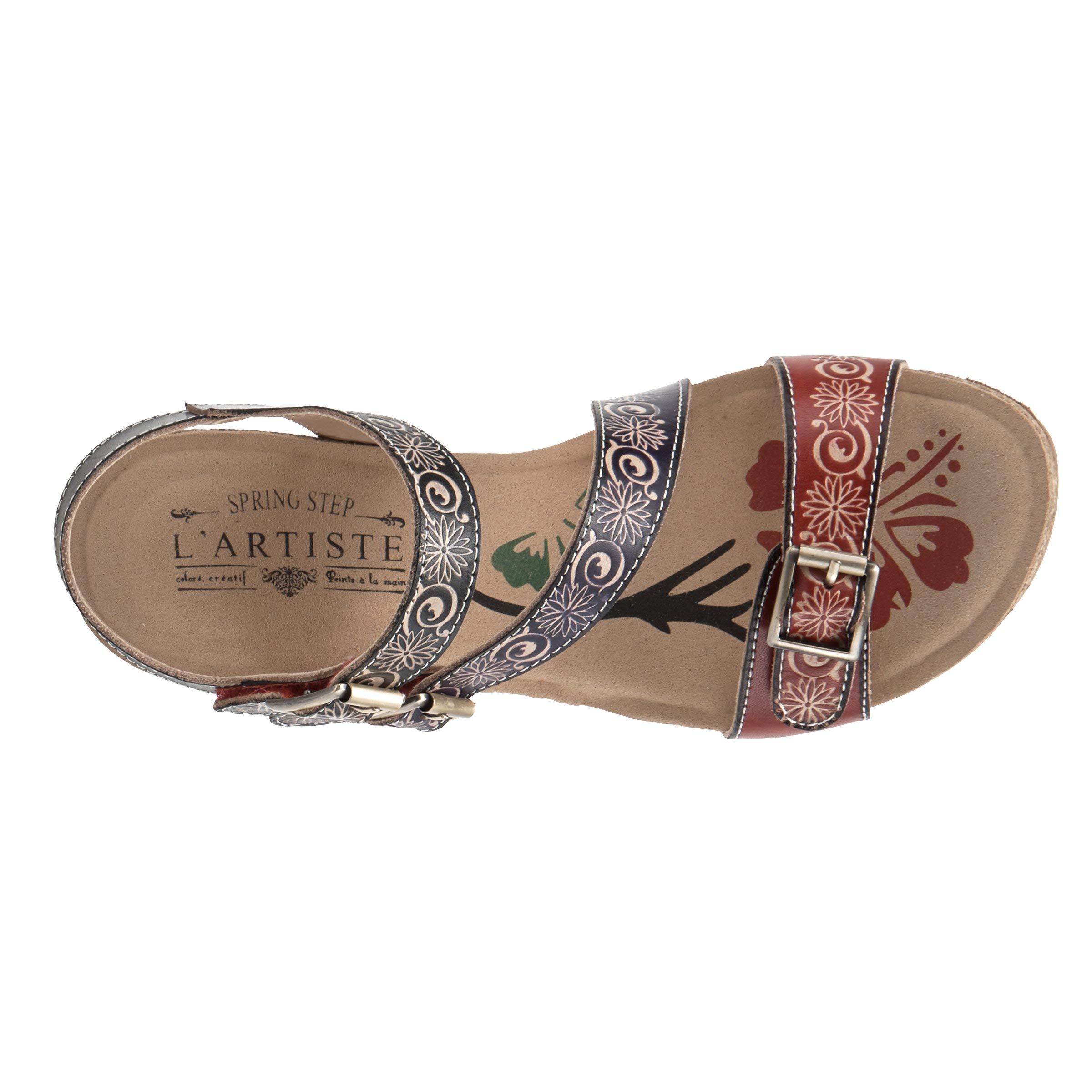 Spring Step L'Artiste Women's Tanja Comfortable Leather Sandals with Cushioned Footbed - Perfect for Summer, Beach, and Casual Outings