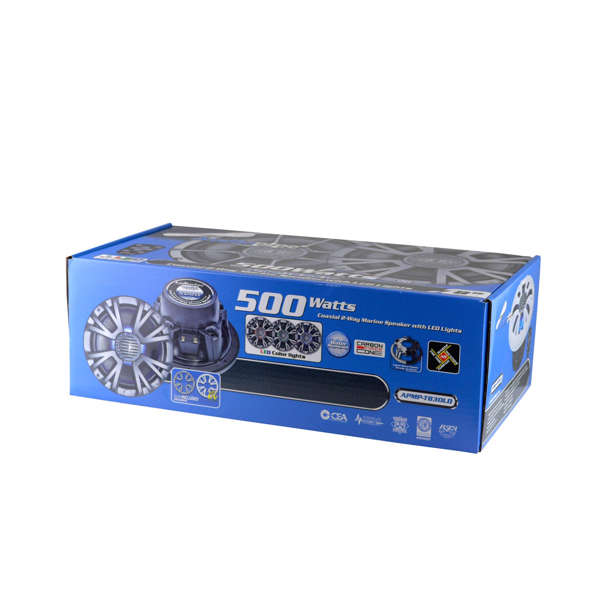 Audiopipe APMP Marine Speakers with LED Lights - Waterproof Bluetooth Boat Speakers for Outdoor, Pool Party, and Marine Use