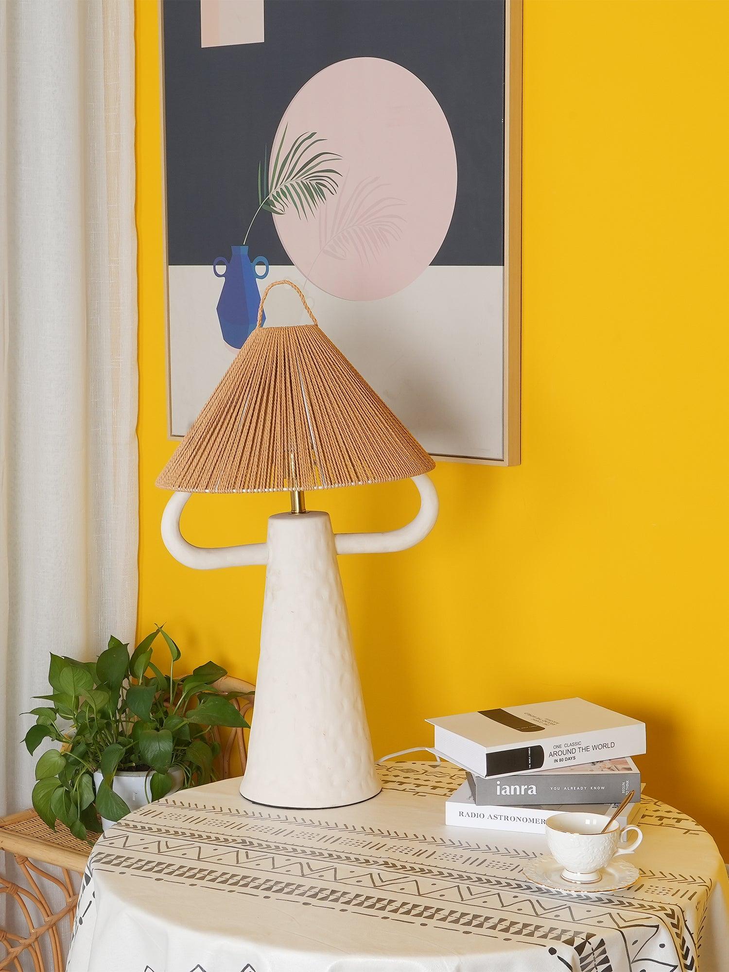 Stylish Ceramic Table Lamp with Horn Design - Modern Home Decor for Living Room, Bedroom & Office Lighting