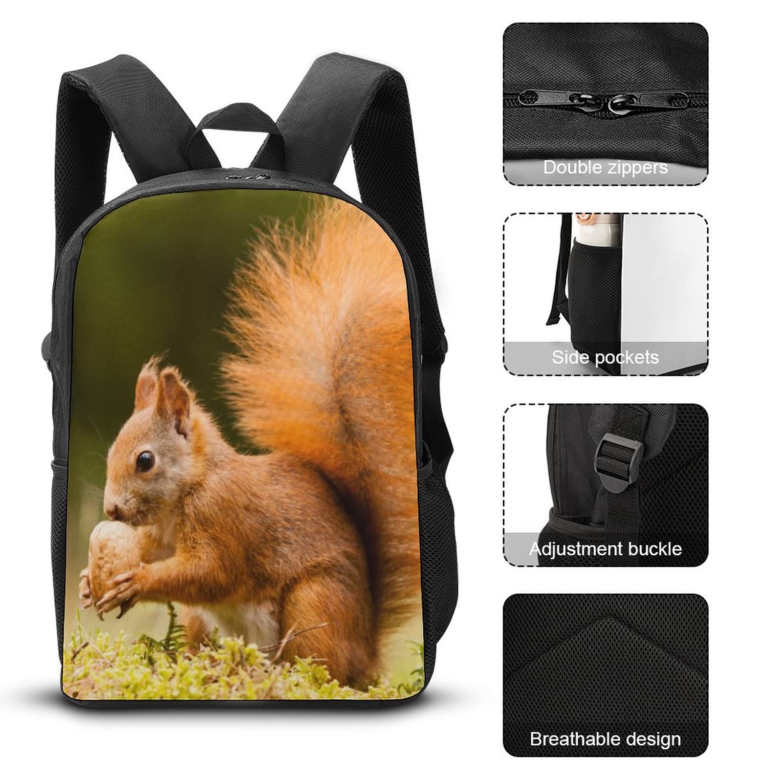 Cute Squirrel Print Backpack for Girls - Kids School Bookbag for Elementary, Middle School & Travel - Perfect for School Supplies, Day Trips & Outdoor Adventures