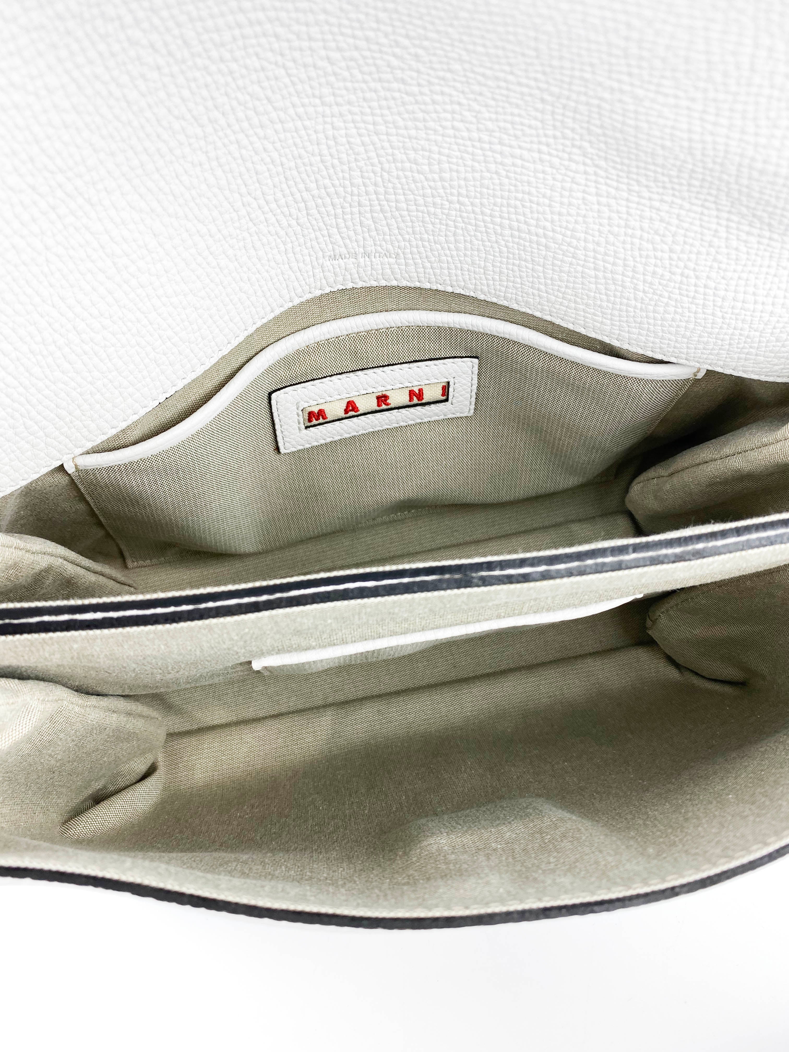 Marni Pannier White Leather Trunk Bag - Stylish Designer Handbag for Women | Perfect for Work, Travel & Everyday Use