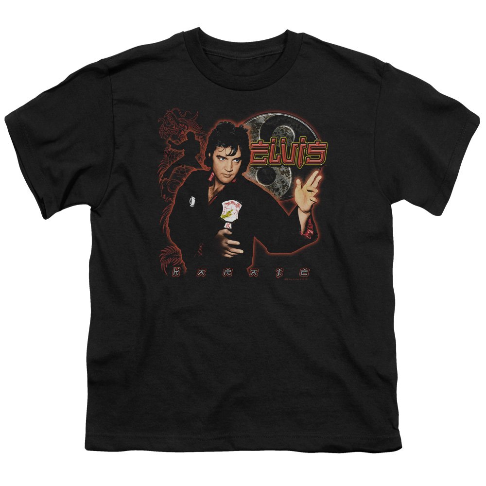 Elvis Karate Youth T-Shirt - Black Martial Arts Training Tee for Kids | Perfect for Karate Classes, Taekwondo Practice & Martial Arts Events