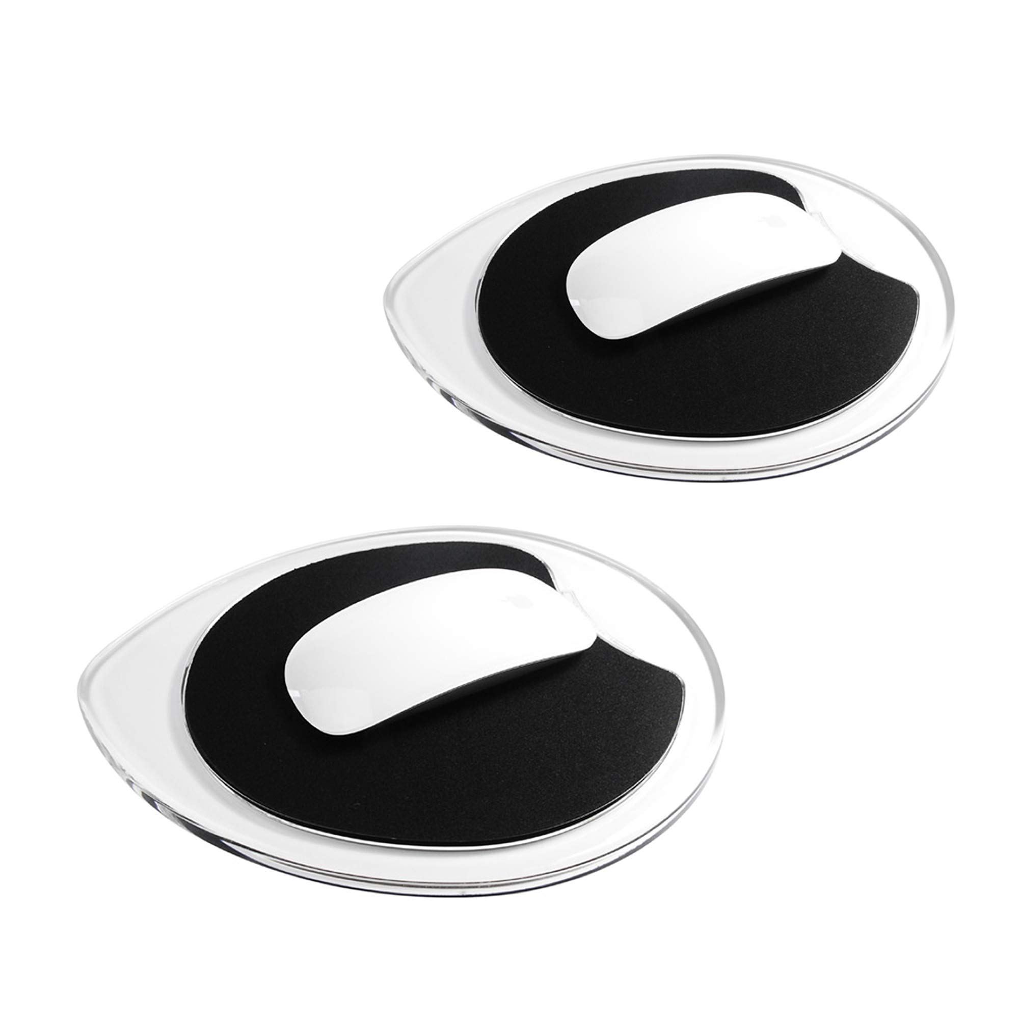 Clear Acrylic Mouse Pad Set of 2 - Non-Slip Office Desk Accessories for Computers & Laptops - Modern Workstation Decor for Home & Office Workspaces