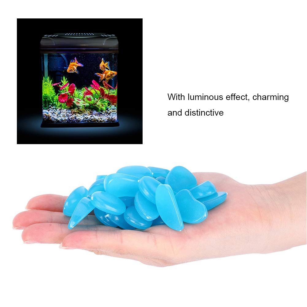 Luminous Decorative Stones - High-Quality Glow in the Dark Rocks for Aquariums, Fish Ponds, Bonsai & Garden Landscaping | Blue Glowing Pebbles for Indoor/Outdoor Decor