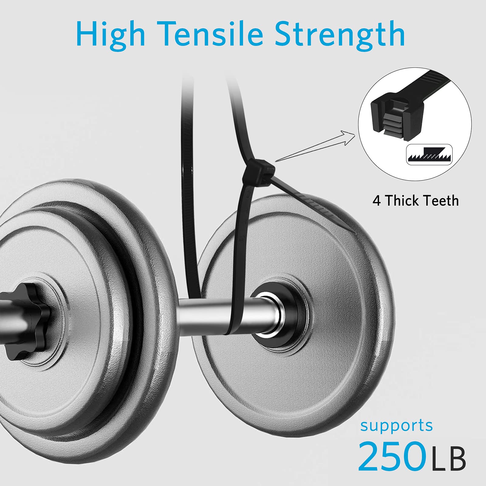 Heavy Duty Industrial Zip Ties - 250 lbs Tensile Strength, 11.6 Inch Extra Long Cable Ties (50 Pack) - Wide & Thick Nylon Wire Ties for Electrical, HVAC, Automotive & Home Organization by Karoka