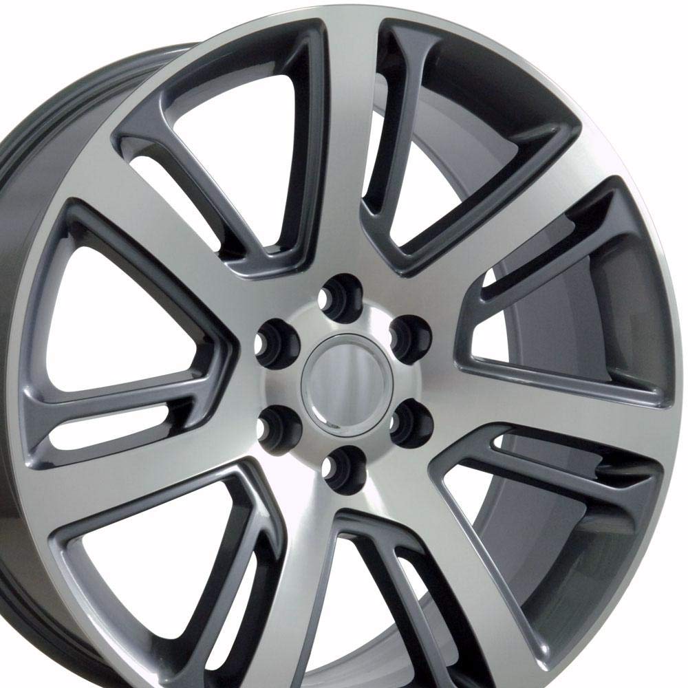 OE Wheels CA88 22 Inch Rims for Cadillac Escalade - 6x139.7 Bolt Pattern, 22x9 Gloss Gunmetal Machined Finish - Compatible with Hollander 4738 - Perfect for Luxury SUV Customization & Off-Road Adventures