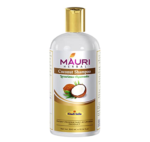 Organic Khadi Mauri Coconut Shampoo with Amla, Aloe Vera & Bhringraj - 300ml Natural Hair Care for Men & Women - All Hair Types - Perfect for Daily Cleansing & Scalp Nourishment