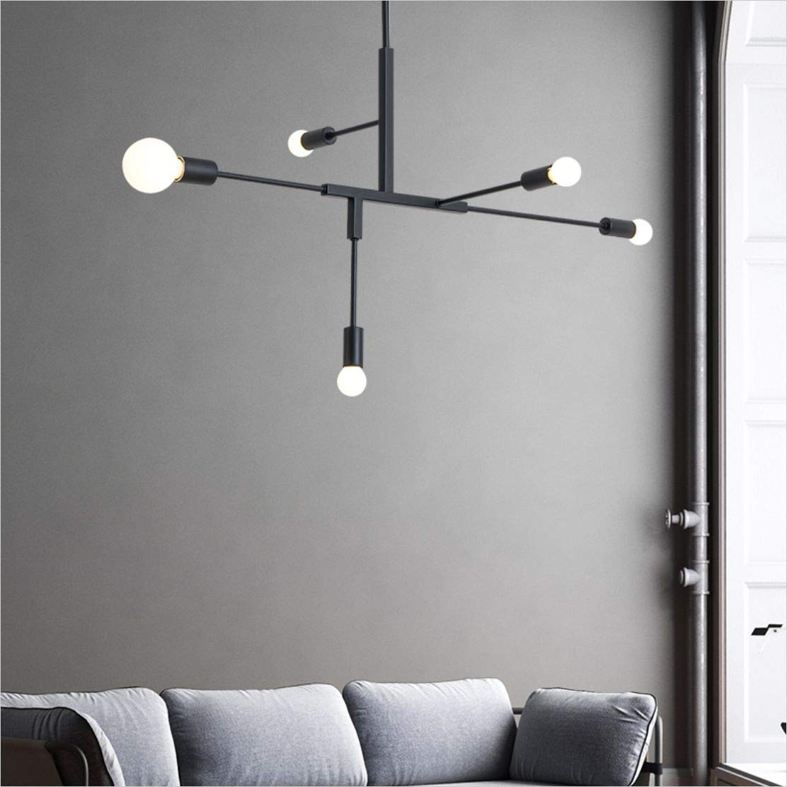 Modern Matte Black 5-Light Sputnik Chandelier - Industrial Style Pendant Light for Kids Room, Art Studio & Ceiling Decor | E26/G95 Bulb Compatible | Perfect for Children's Bedroom, Playroom & Creative Spaces