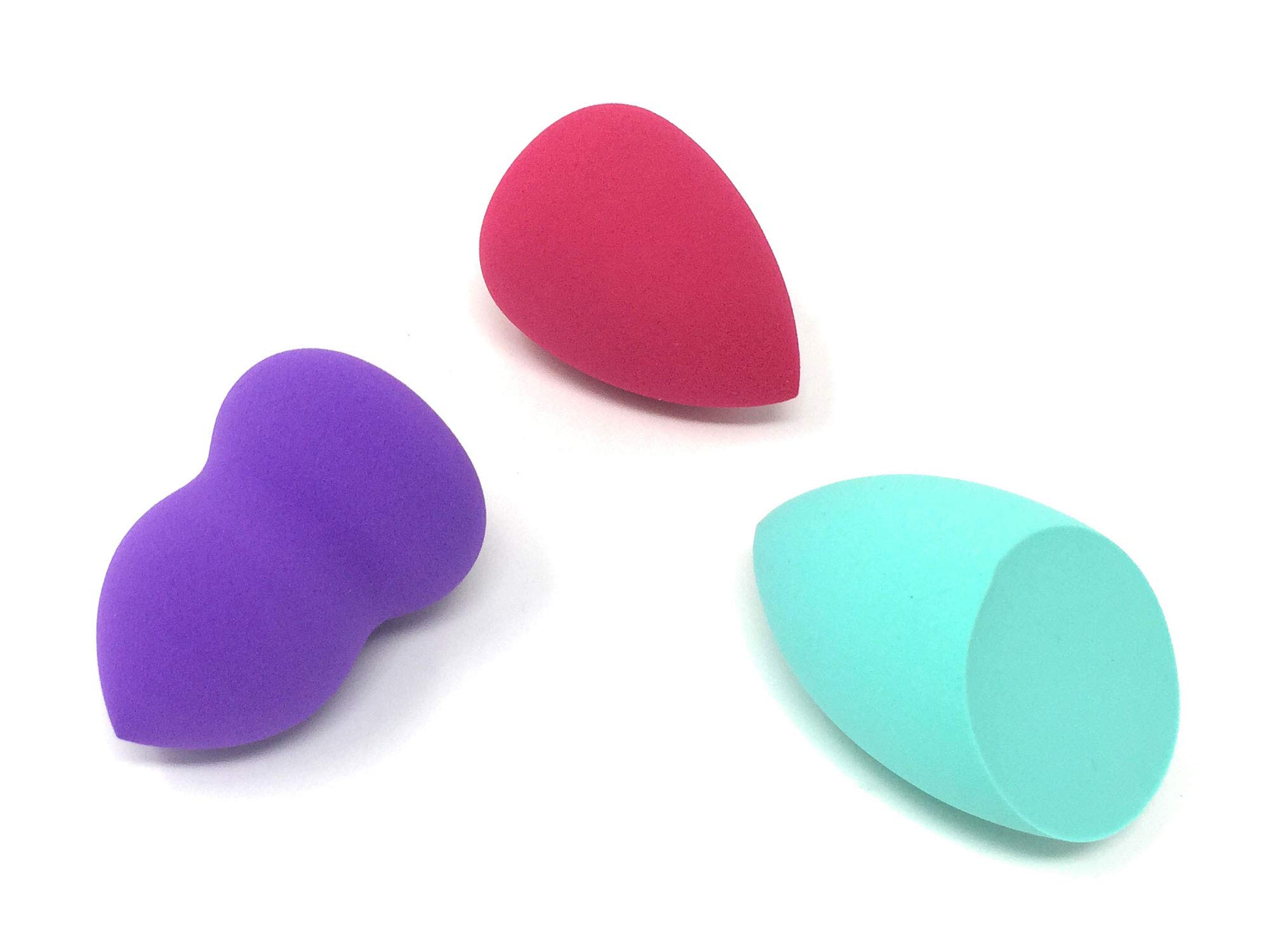 3-Piece Wet or Dry Makeup Sponge Set - Ergonomic Contoured Design for Easy Grip, Rounded & Flat Sides for Seamless Blending of Powder, Liquid & Cream Makeup | Perfect for Everyday Makeup Application, Travel & Professional Use