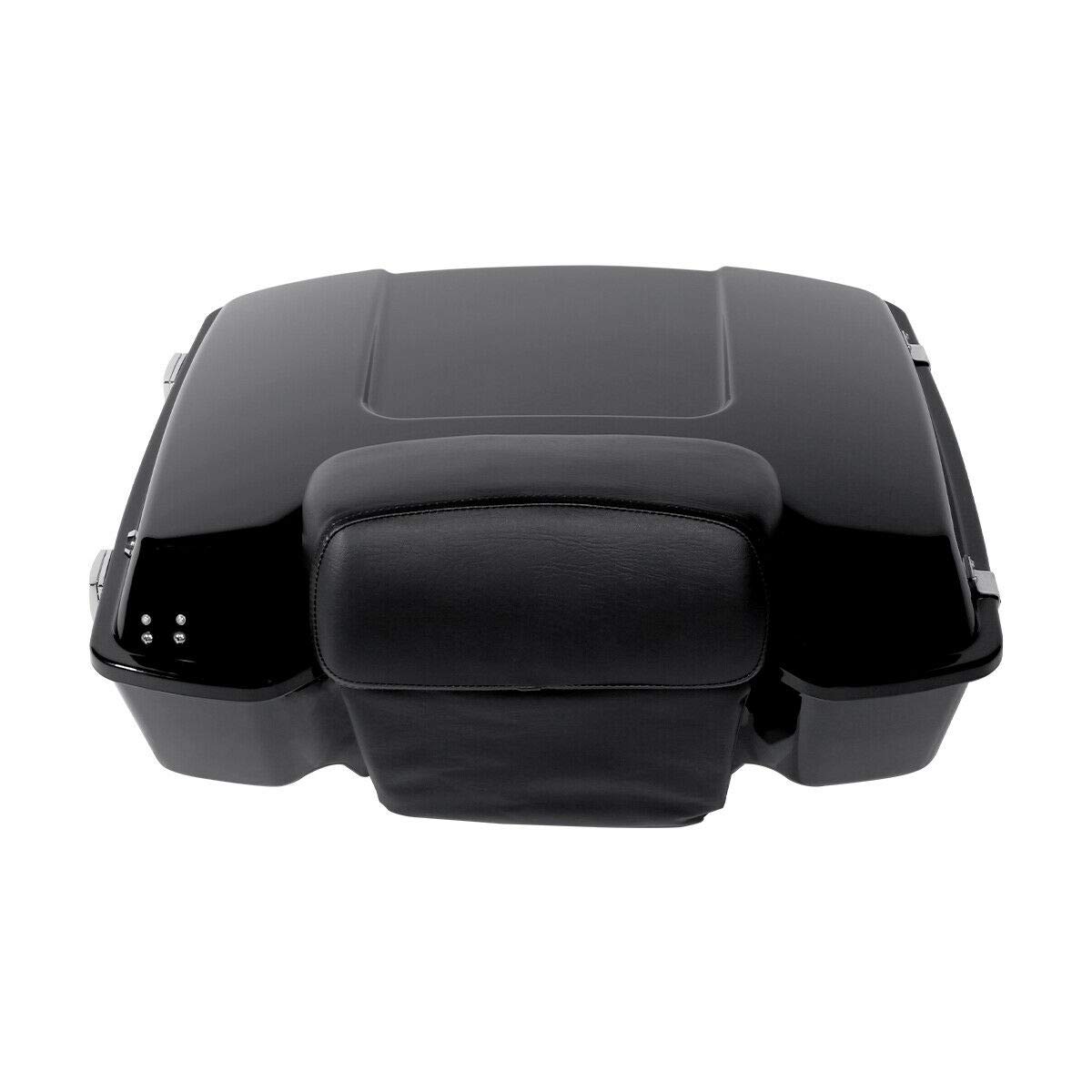 Harley Tour Pack Trunk Mount Rack with Chopped Backrest & Metal Base Plate - Fits Street Glide, Road King, Road Glide, Electra Glide (2009-2013) | Perfect for Long-Distance Touring & Custom Motorcycle Builds