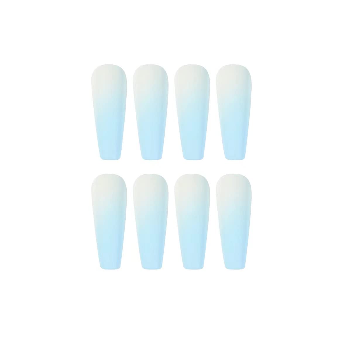 Extra Long Ballet Coffin Press on Nails - Matte Frosted Fake Nails 24 Pcs for Women & Girls (Gradient Blue & Yellow) | Perfect for Parties, Weddings & Daily Wear