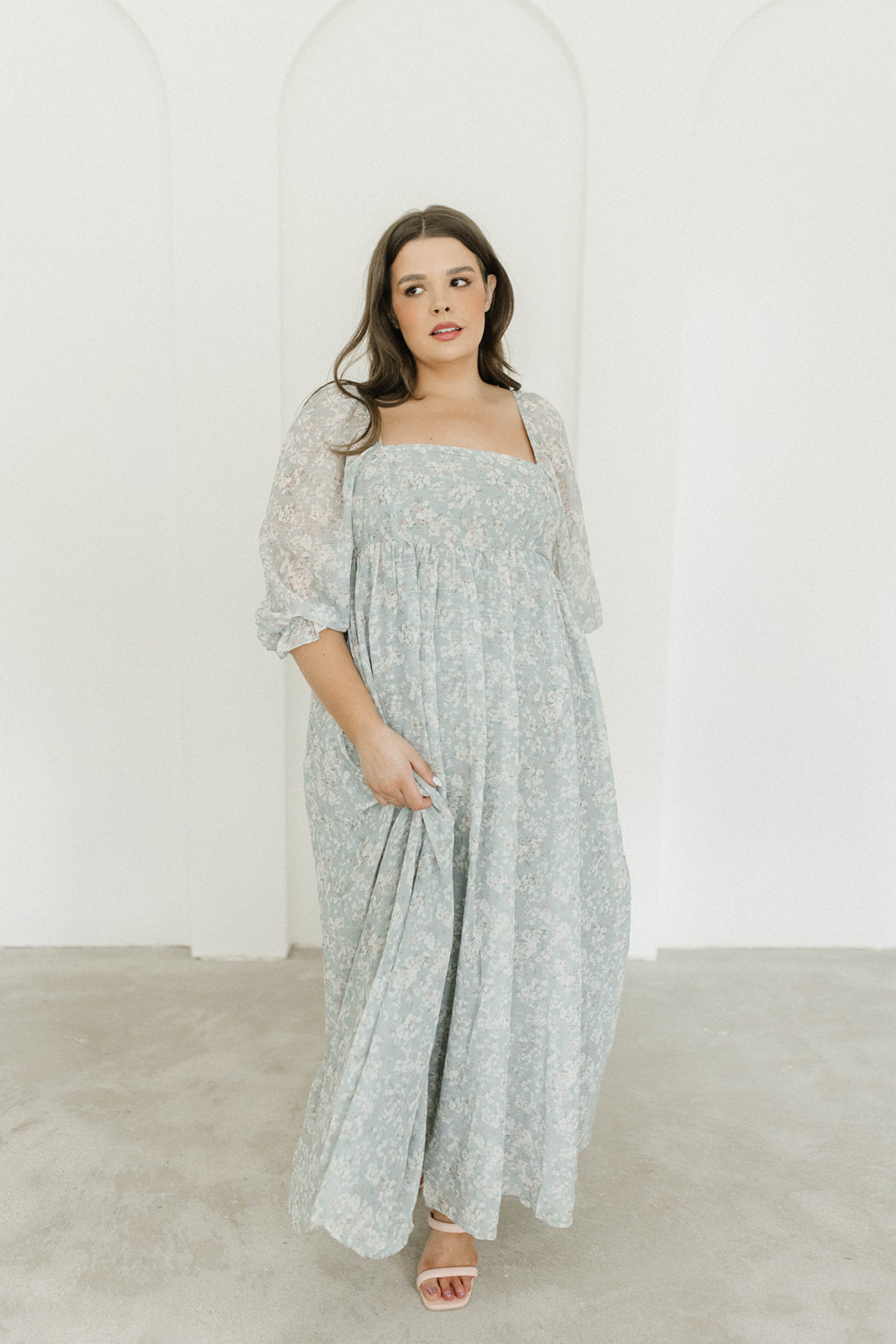 Elegant Sage Green Floral Smocked Maxi Dress for Women - Bump Friendly Maternity & Inclusive Sizing (S-3XL) - Perfect for Summer Weddings, Beach Vacations & Casual Outings