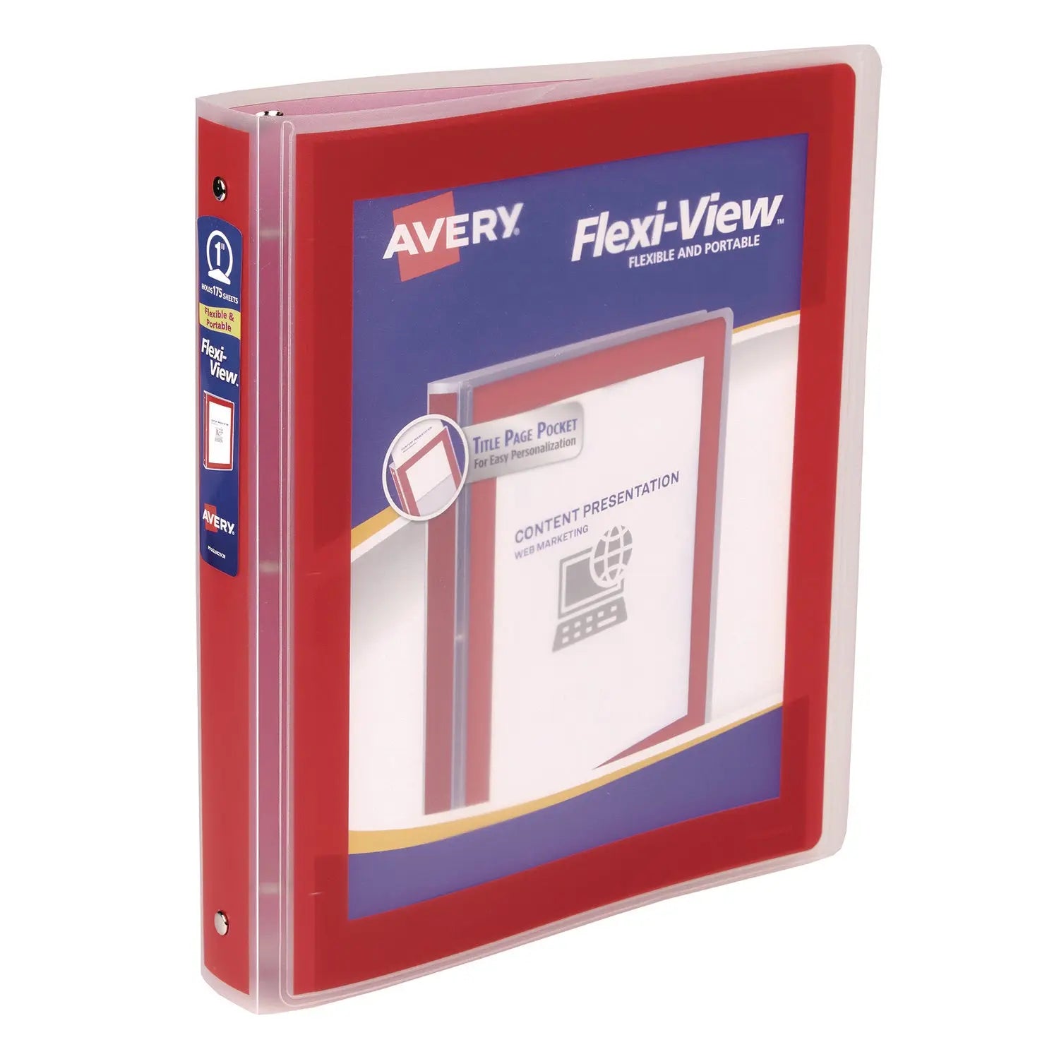 Avery® Flexi View 3-Ring Binder with Round Rings - 1 Inch Capacity, 11 x 8.5 Inches, Red - Perfect for School, Office & Home Organization
