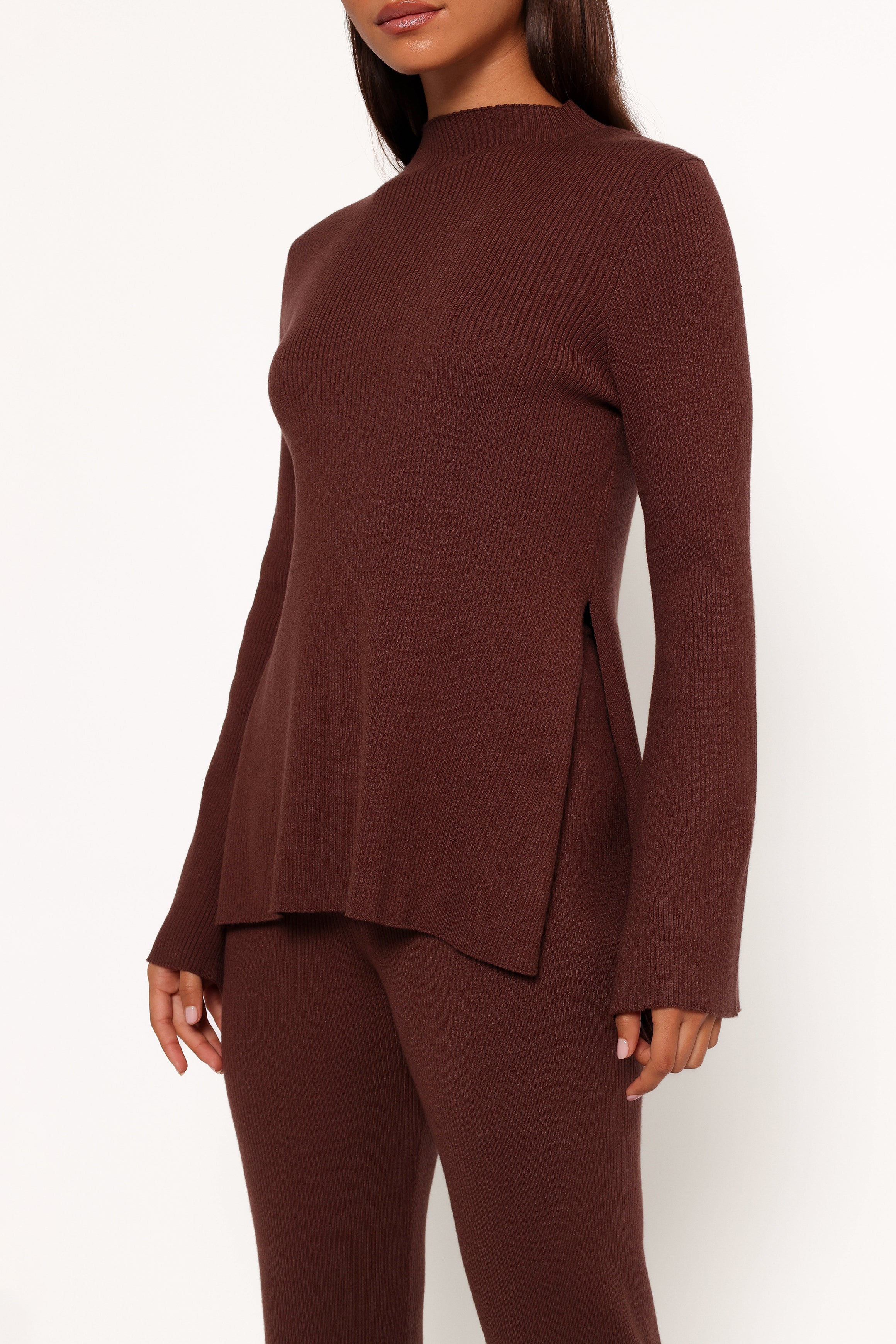 Adrienne Knit Top for Women - Soft & Comfortable Chocolate Brown Sweater | Perfect for Casual Wear, Office Outfits & Fall Layering
