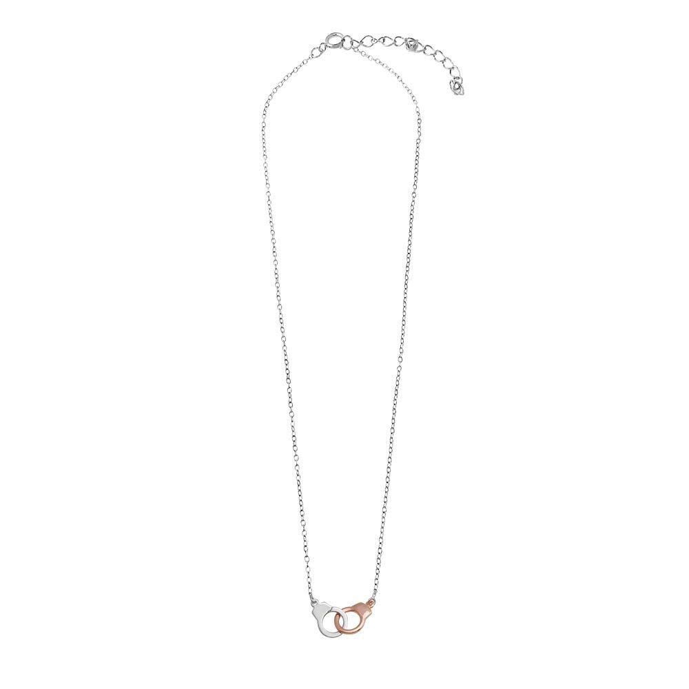 Stylish Sterling Silver Necklace with Rose Gold & Rhodium Plated Handcuff Pendant - Perfect for Valentine's Gifts, Anniversary Presents & Everyday Fashion Jewelry