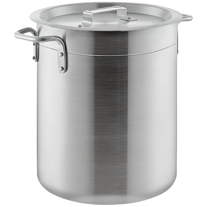 OCS Parts Pro Chef Series 16 Quart Heavy Duty Aluminum Stock Pot with Lid - Large Capacity Oven Safe Cooking Pot with Sturdy Handles for Soups, Stews & Boiling - Perfect for Home Kitchens & Commercial Use